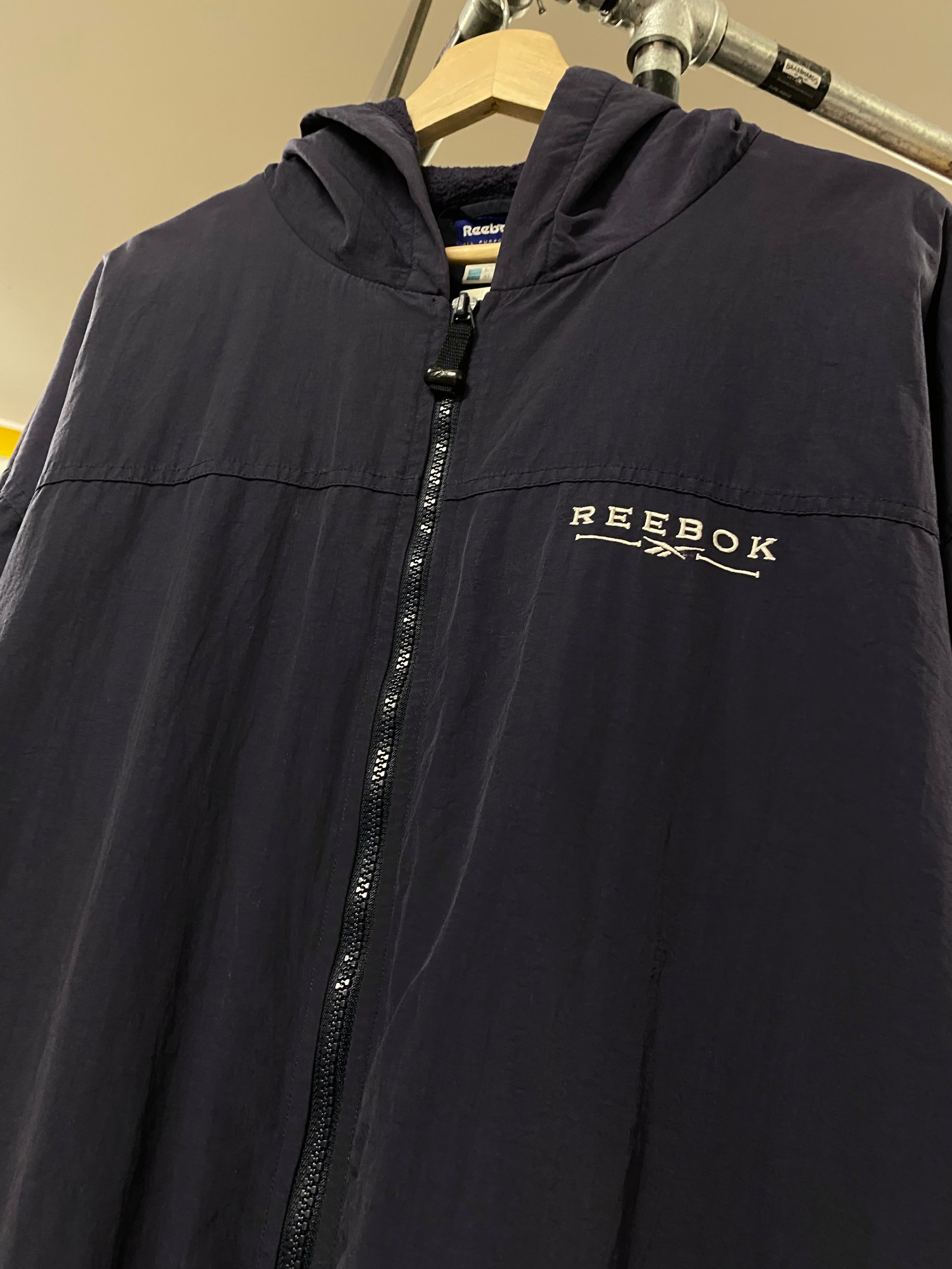 XL - 2000s Reebok Fleece Lined Hooded Blue Jacket