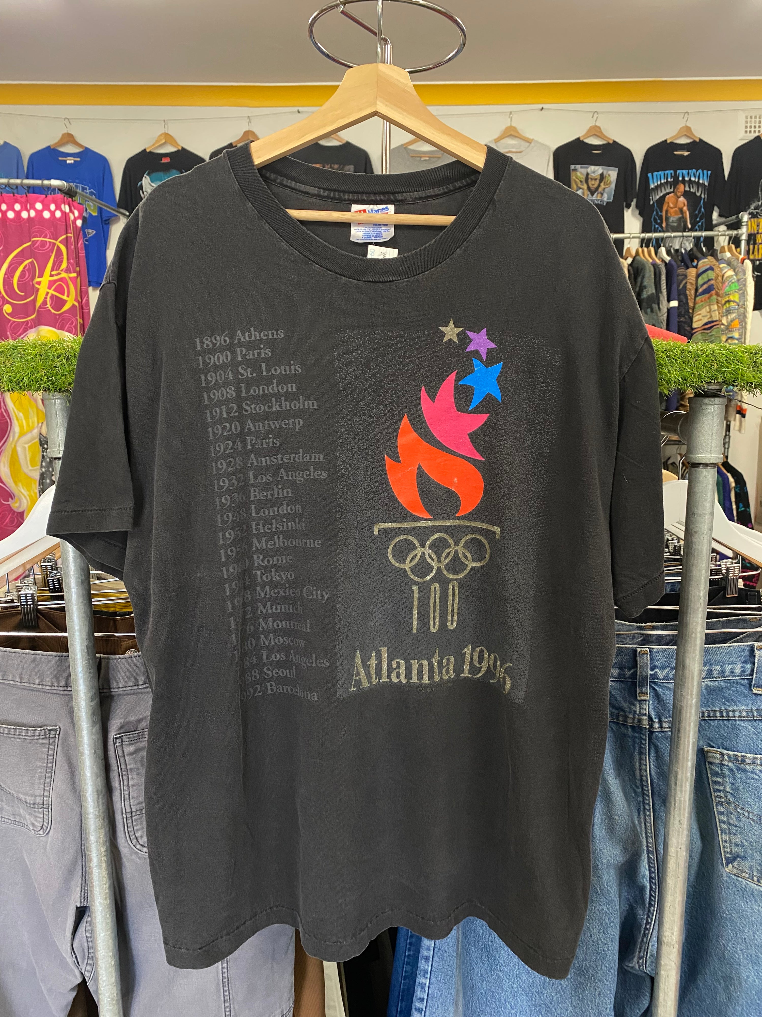 XL - 1996 Atlanta Olympics List of Dates Black Tee