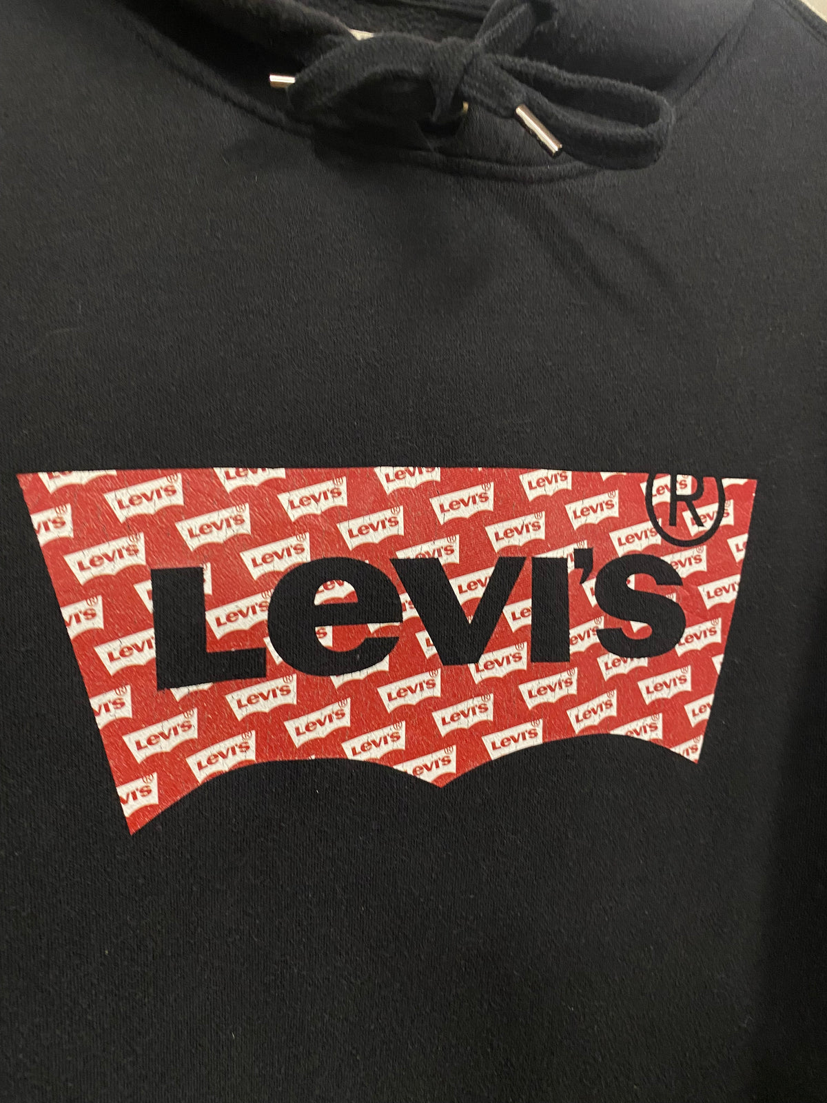 [S] Levis Black Hoodie Patterned Logo