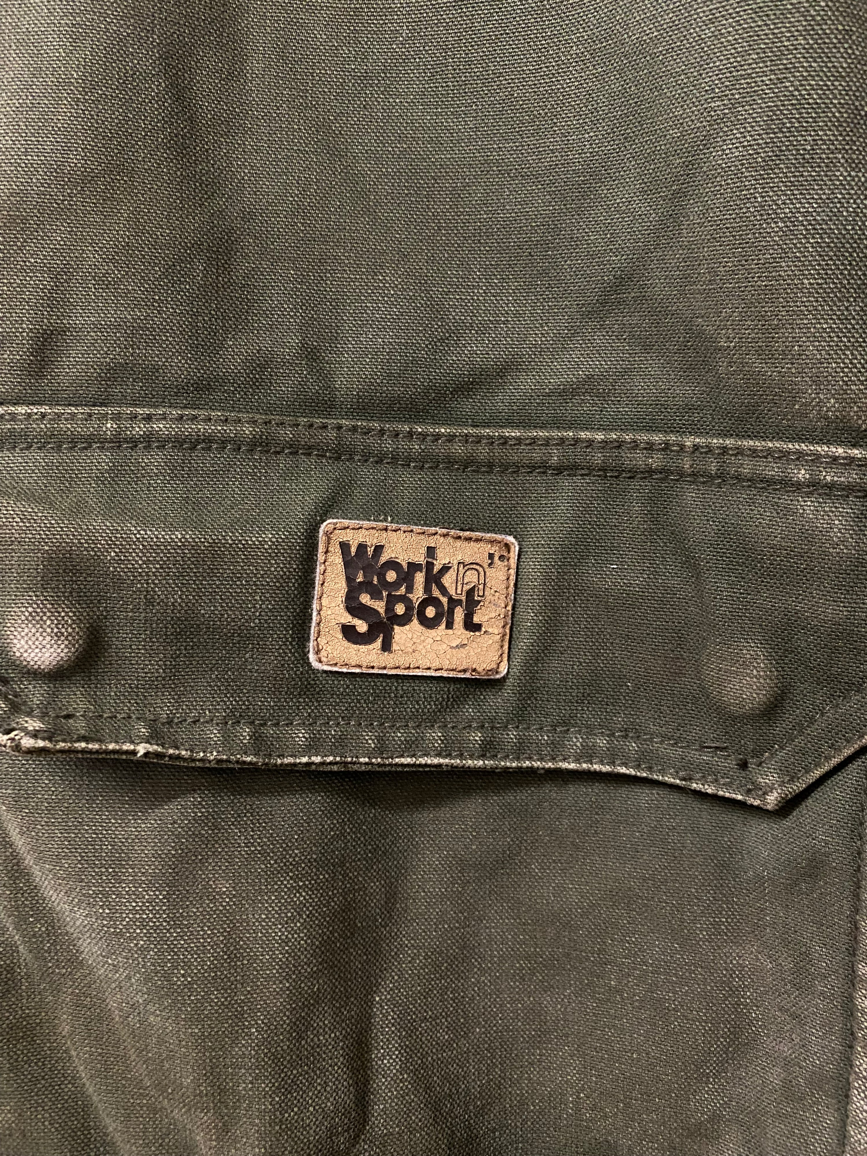 [2XL] Vintage Canvas Hooded Green Work Jacket