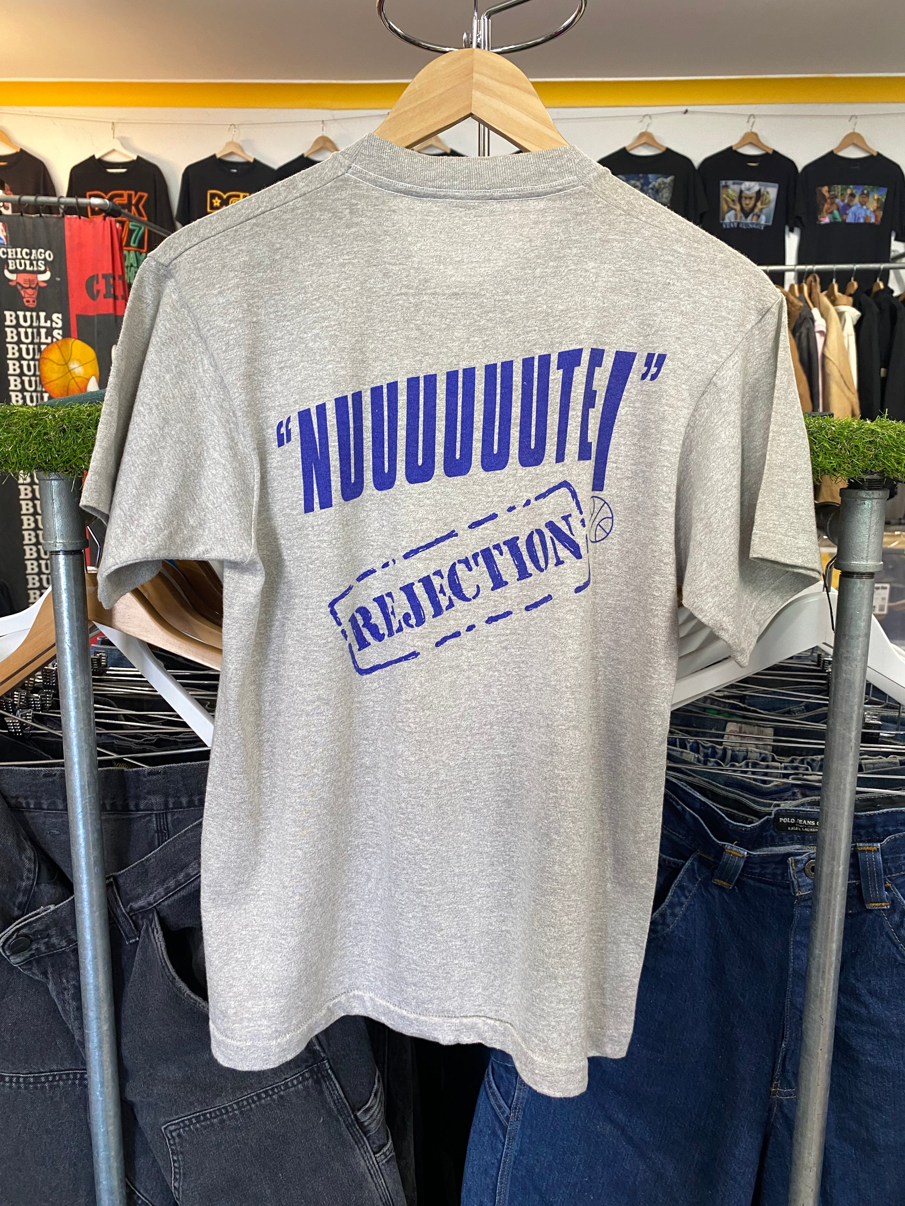 [M] 1980s Manute Bol Golden State Warriors Double Sided Caricature Tshirt