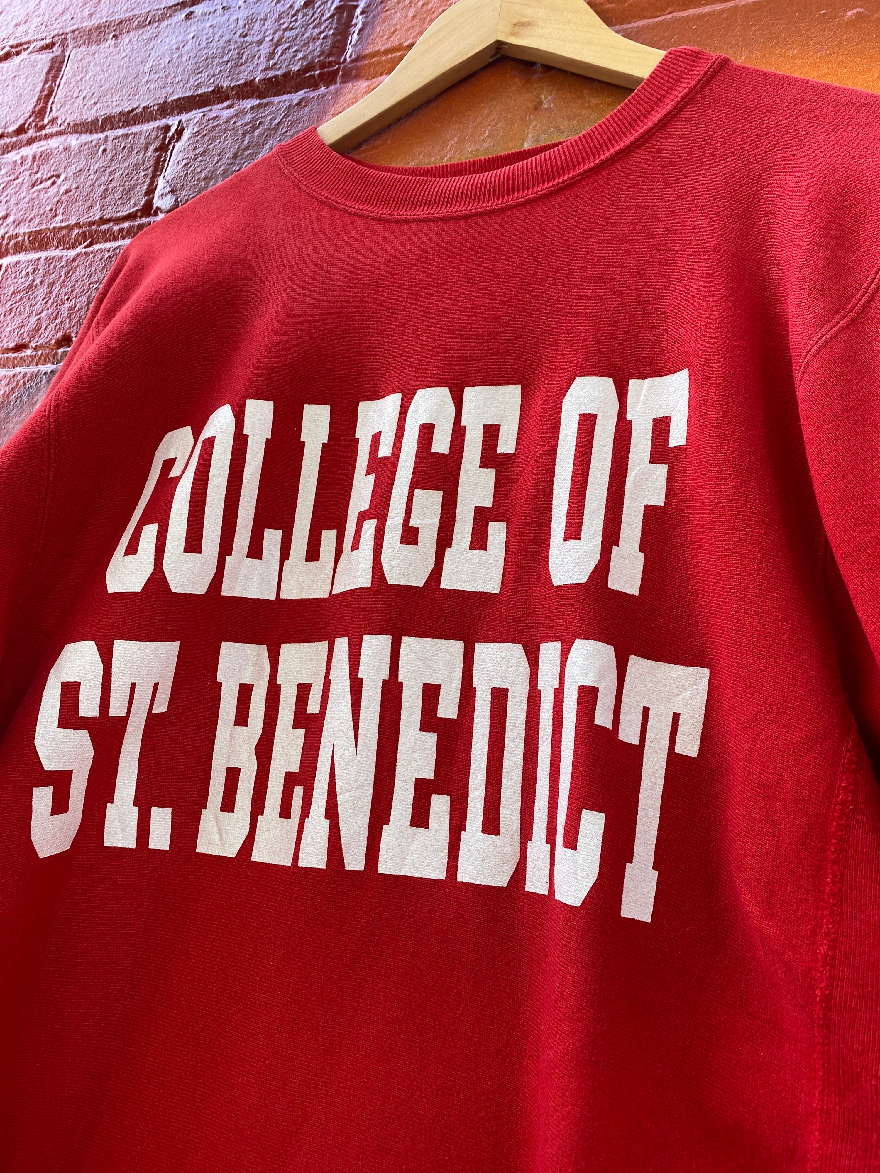 M - 90s College Of St Benedict Reverse Weave Jumper