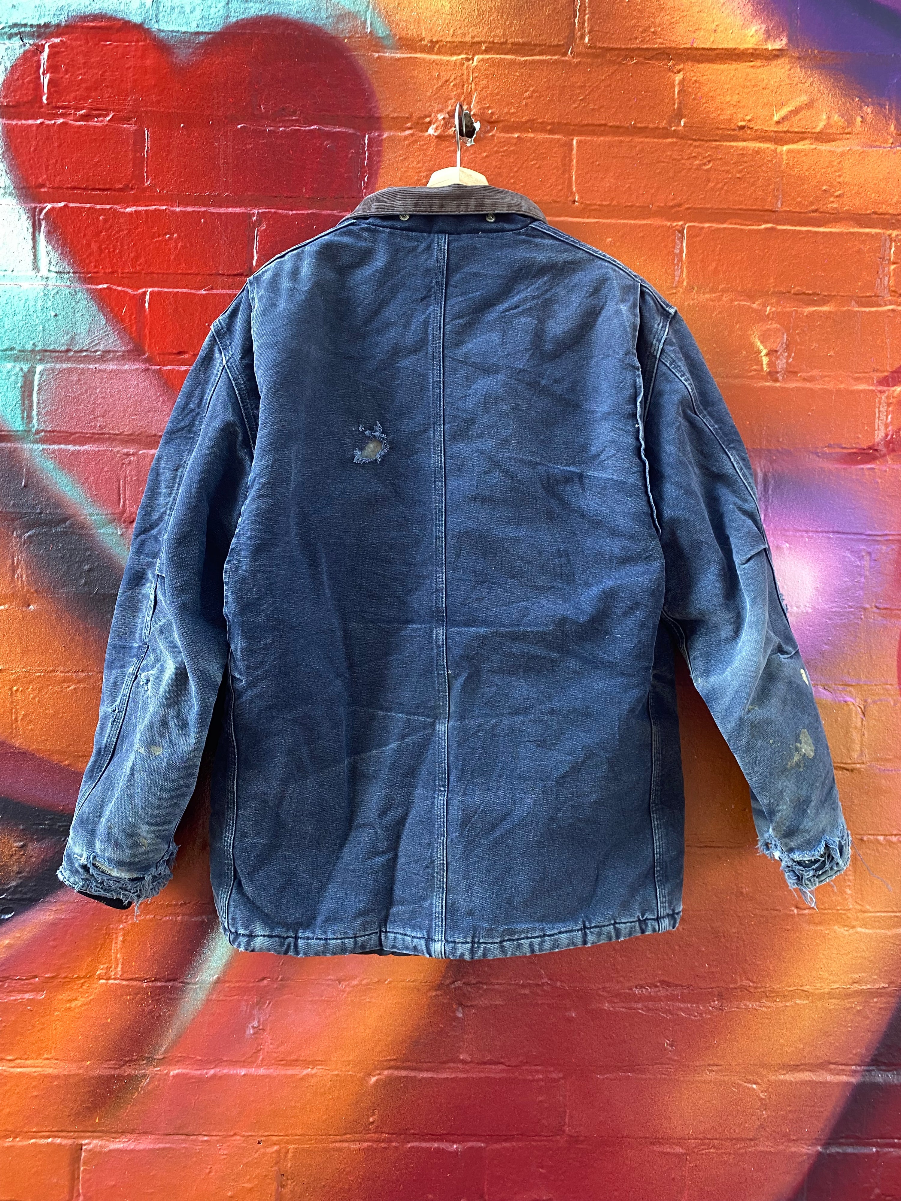 [M] Carhartt Blue Chore Jacket Broken Zip