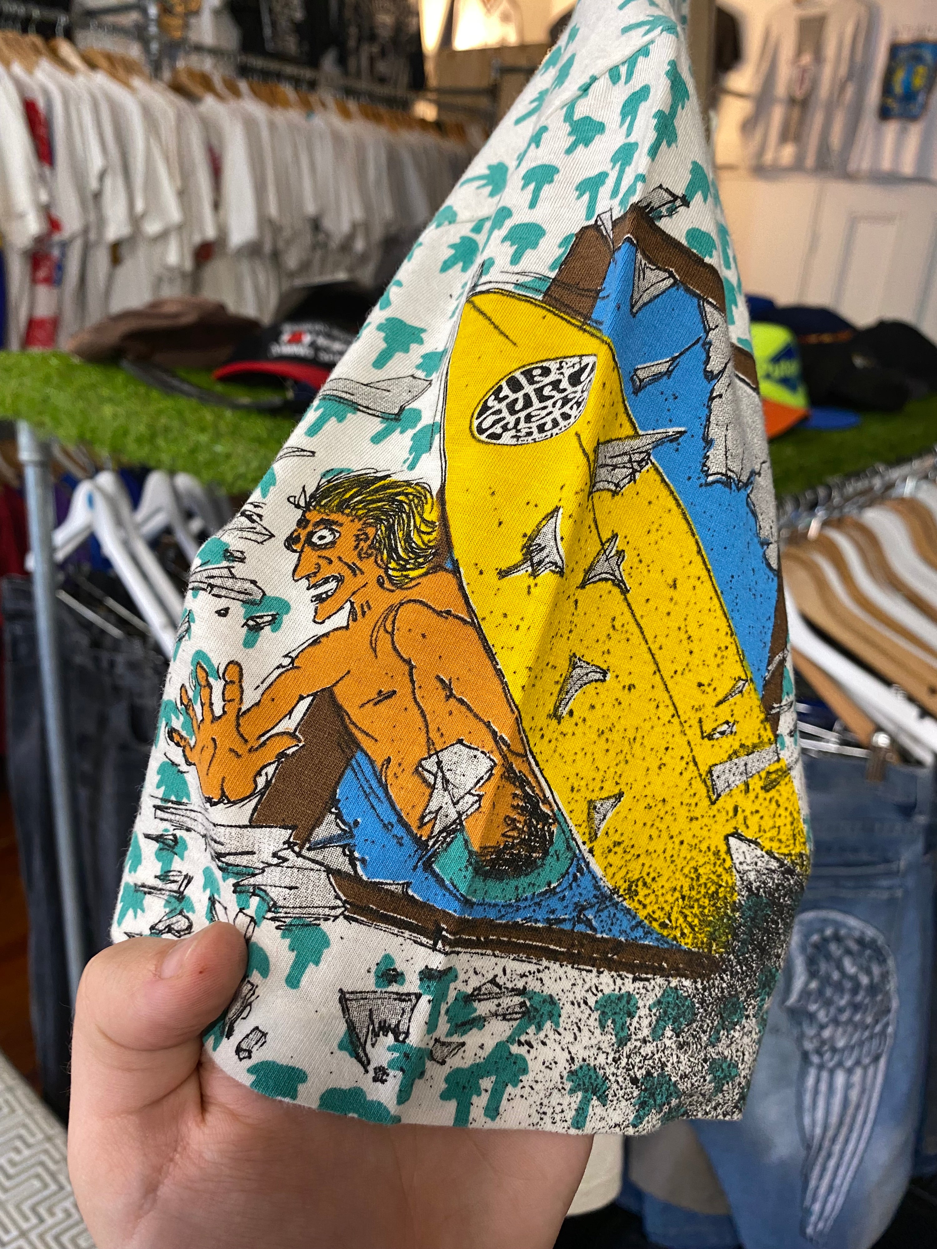 [M] 1980s Rip Curl Surfing All Over Print