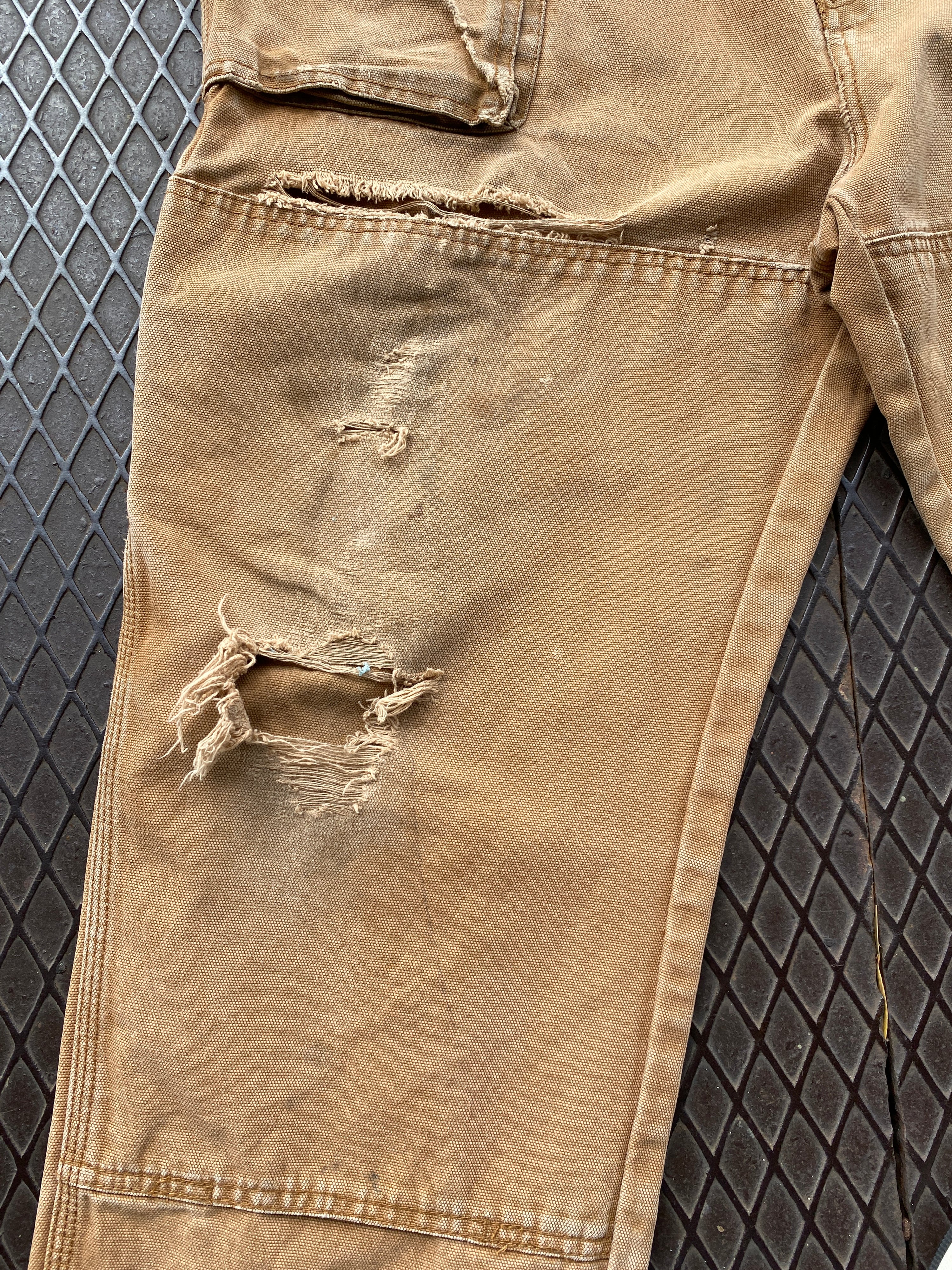 36 - Dickies Double Knees Brown Heavily Distressed