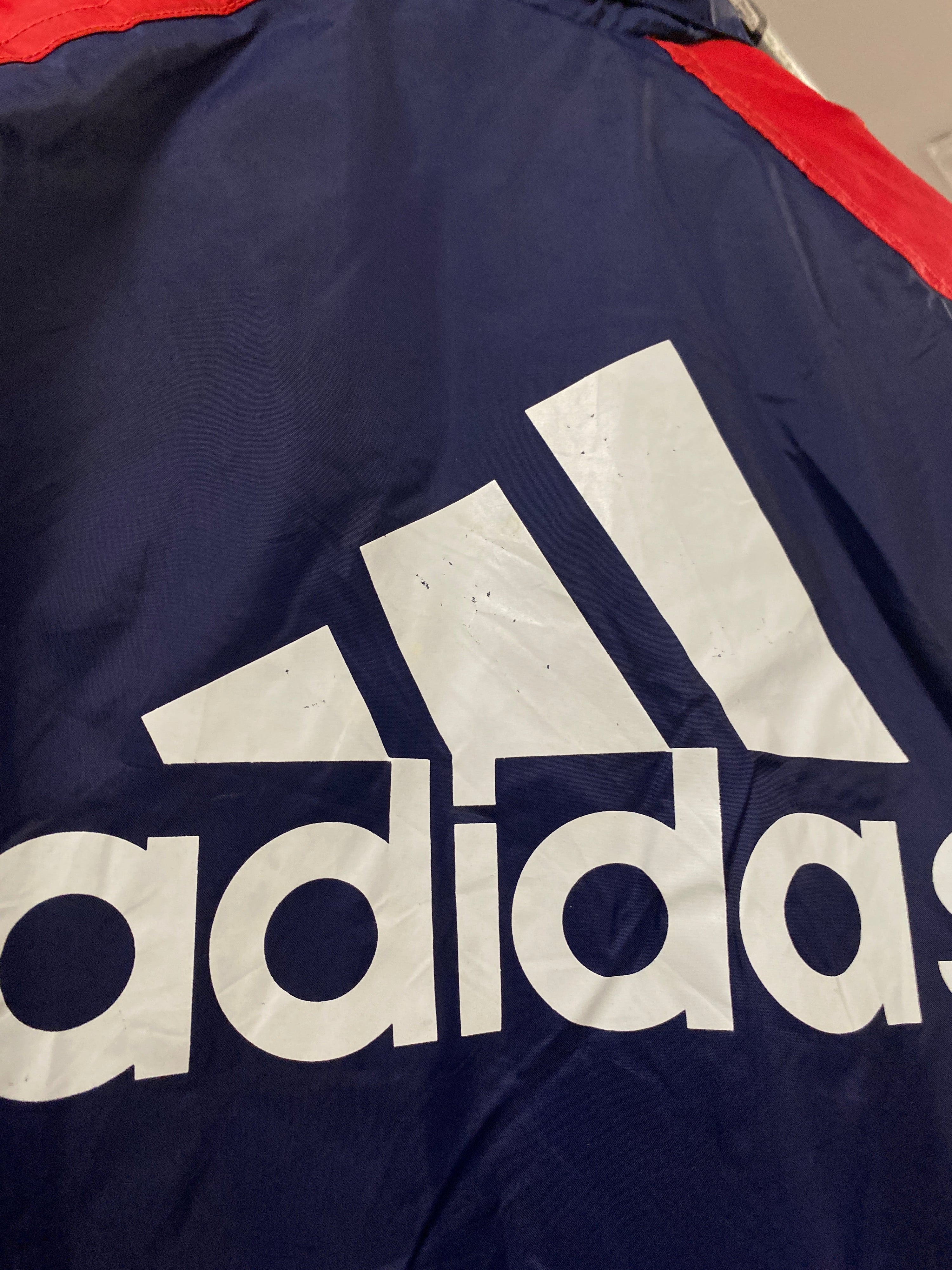 M - Vintage Adidas Puffer Zip Up Red Top/Blue Bottom