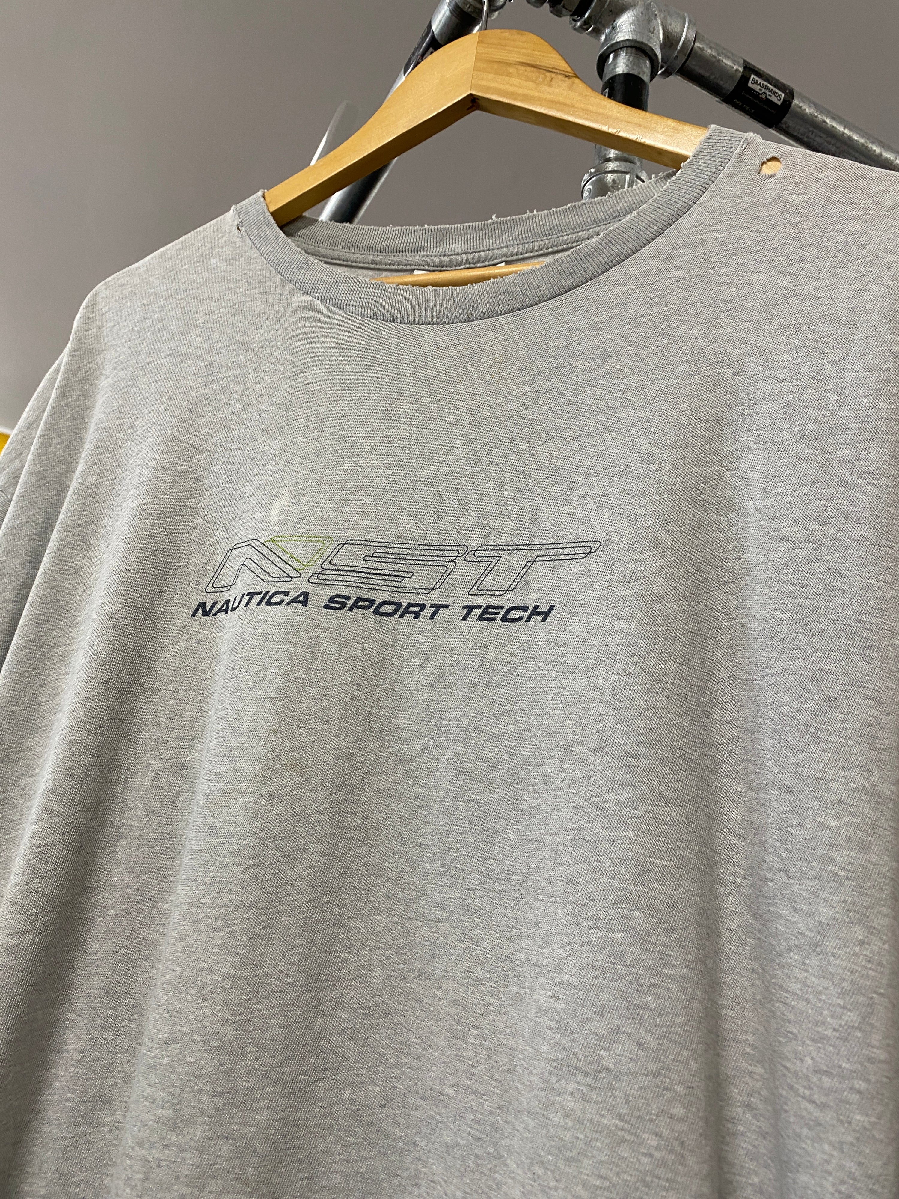 L - Vintage Distressed Nautica Sport Tech Grey Double Sided