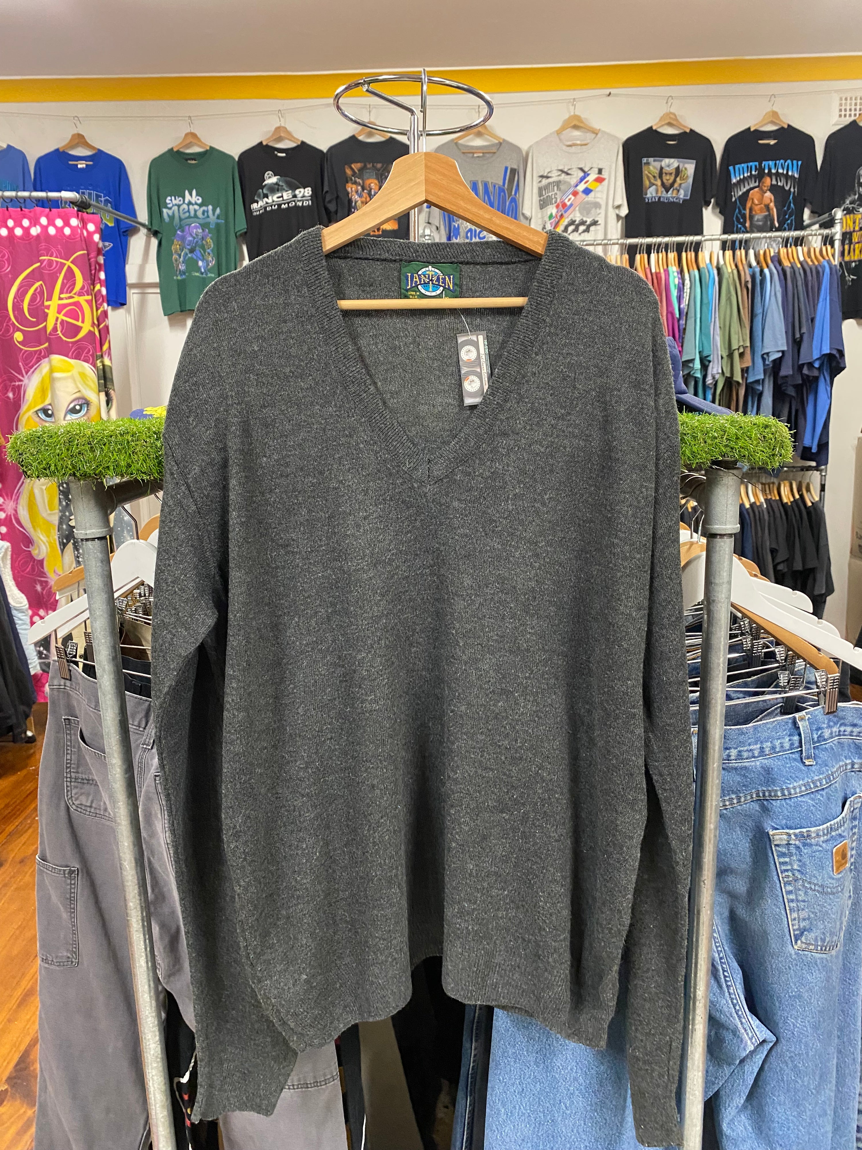 [XL] Jantzen Grey V-neck Knit Jumper