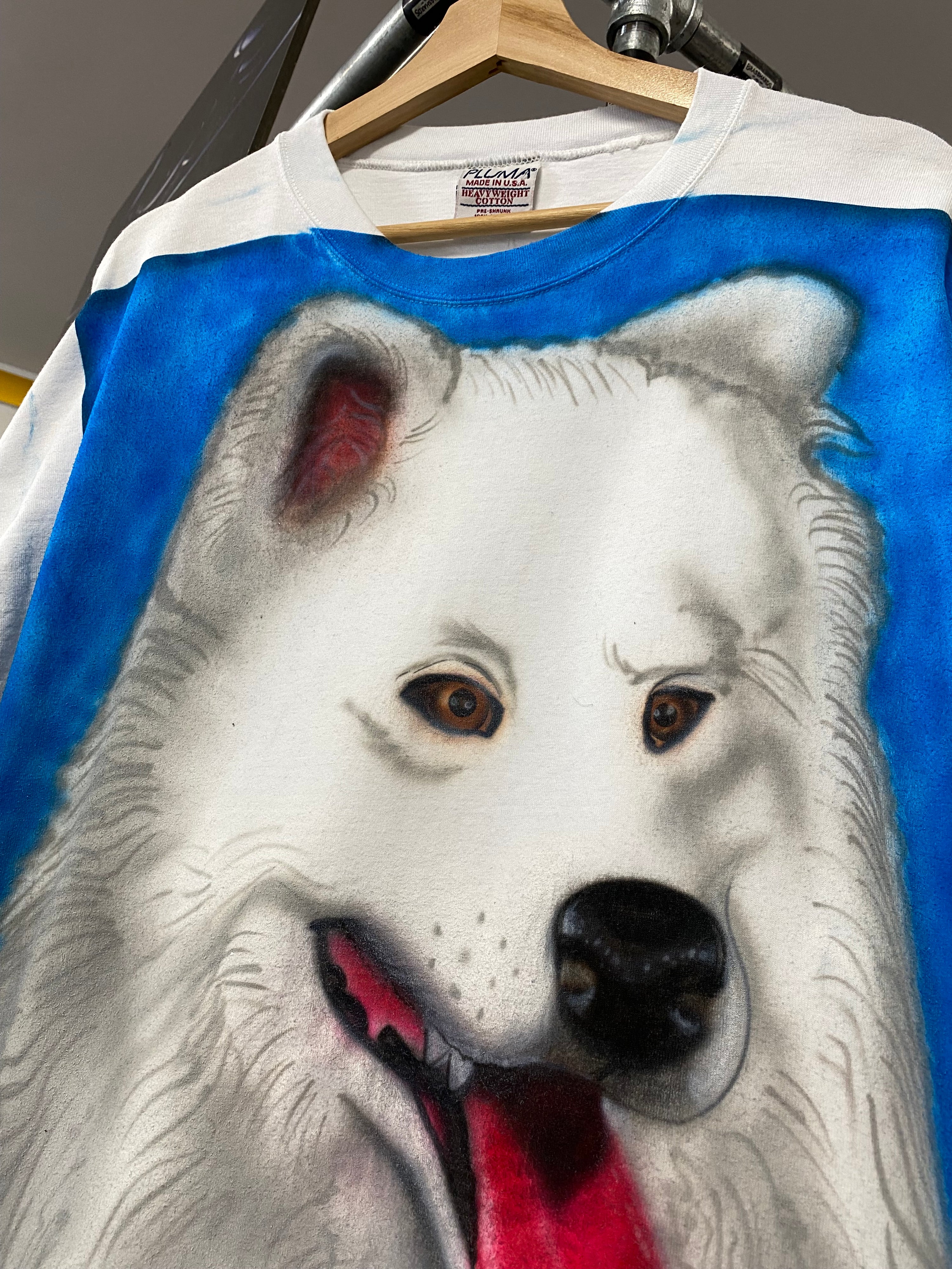 [XL] Vintage Airbrushed Dog White Tee