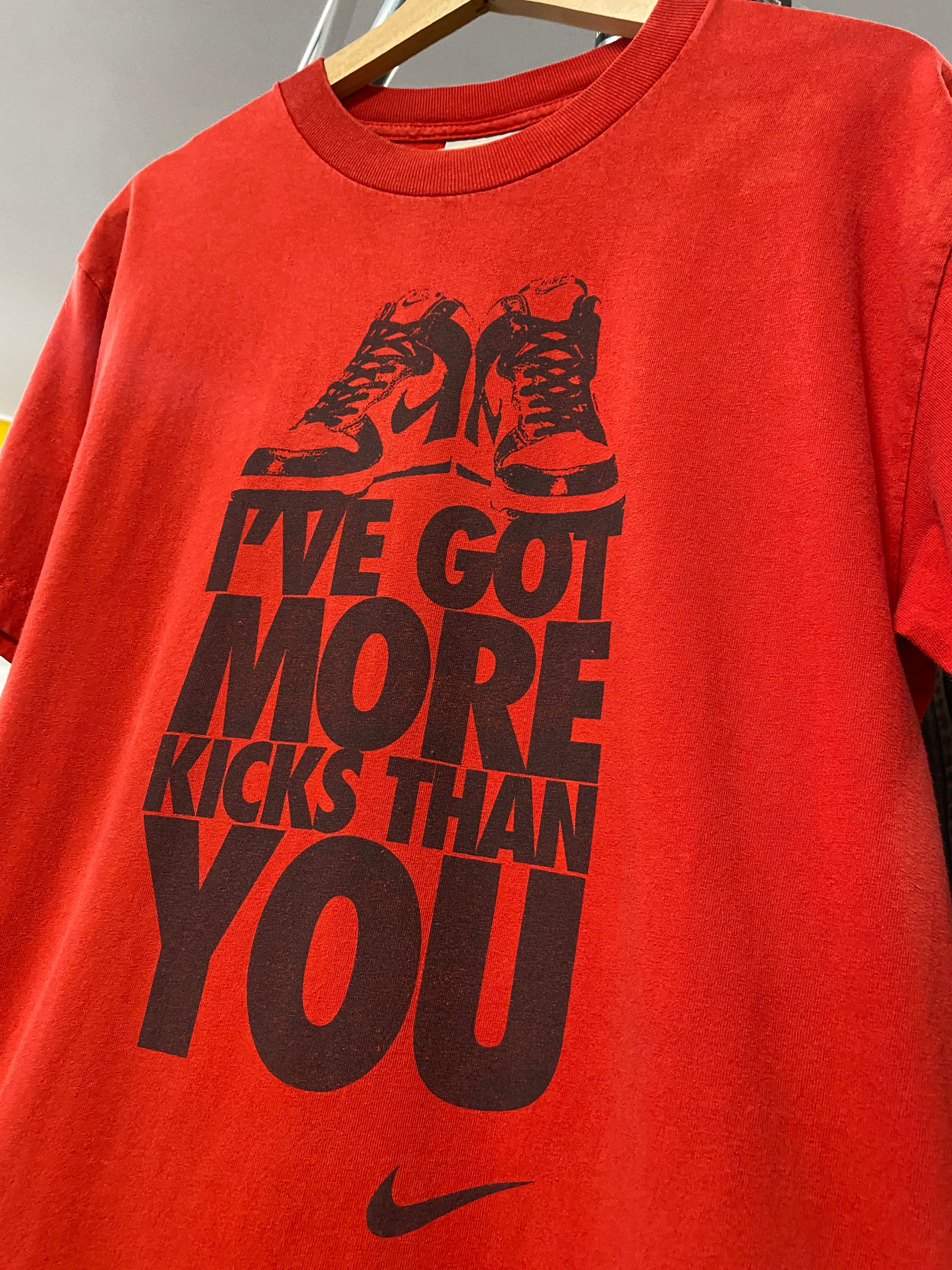 M - 2000s Nike I've Got More Kicks Than You Red Tee