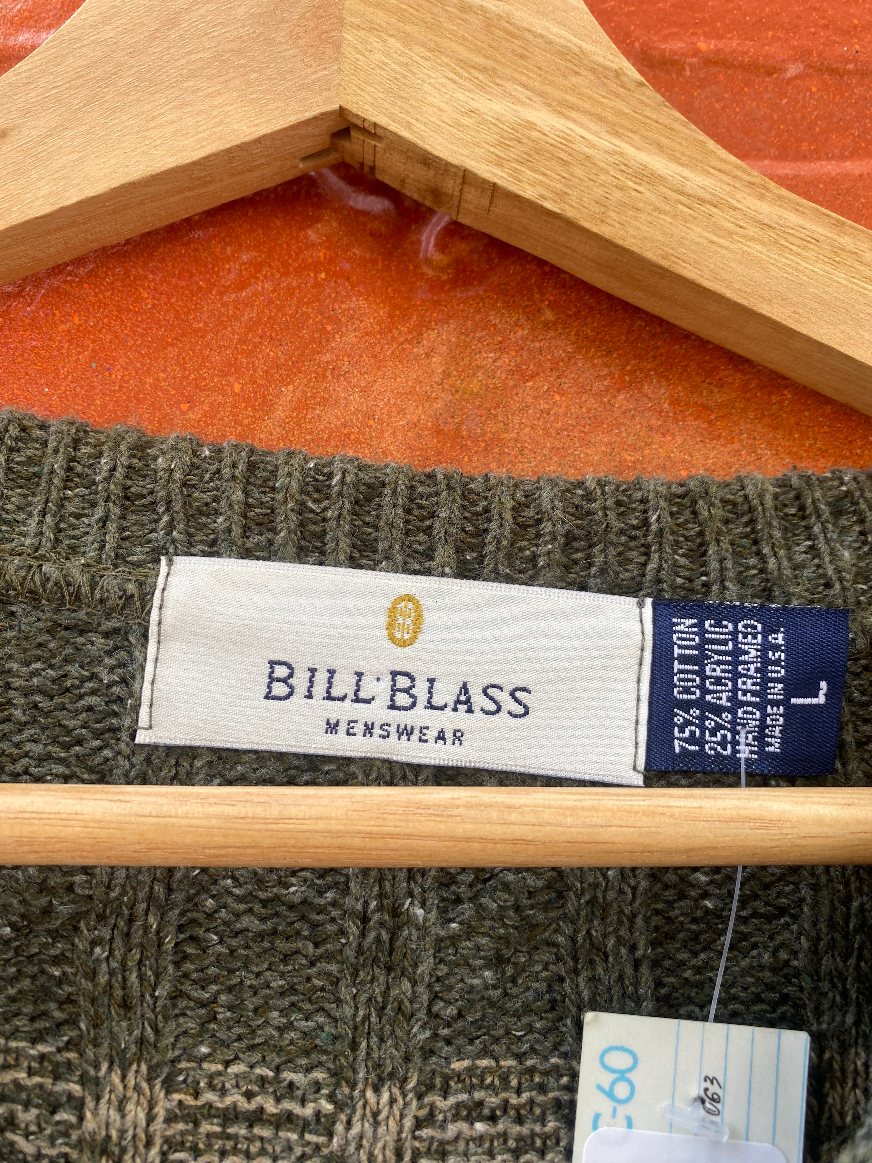 [L] Bill Blass Moss Green Knit Sweater