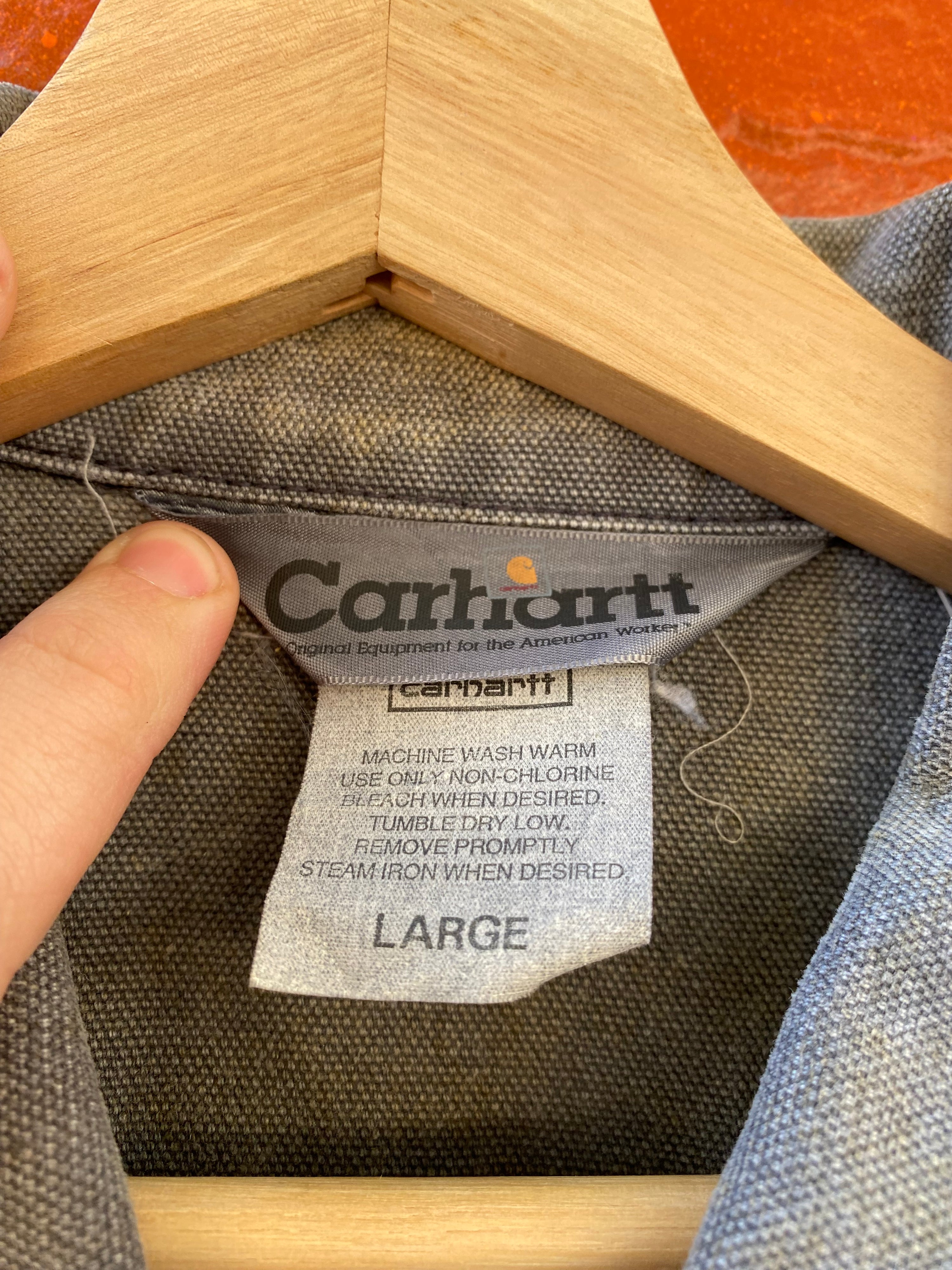 [L] Vintage Carhartt Grey Canvas Chore Coat No Lining