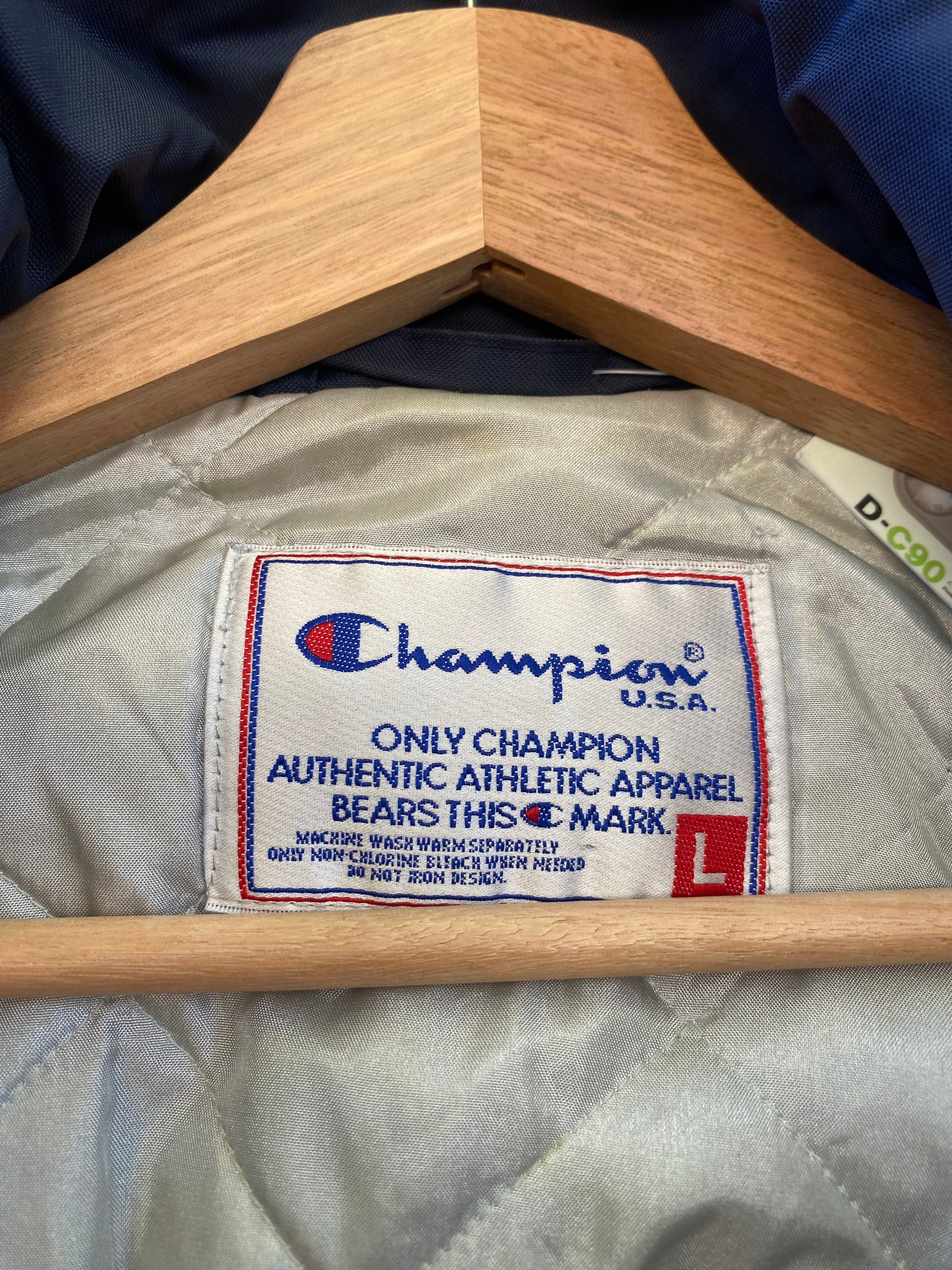 L - Champion USA DB Puffer Jacket Striped Sleeves
