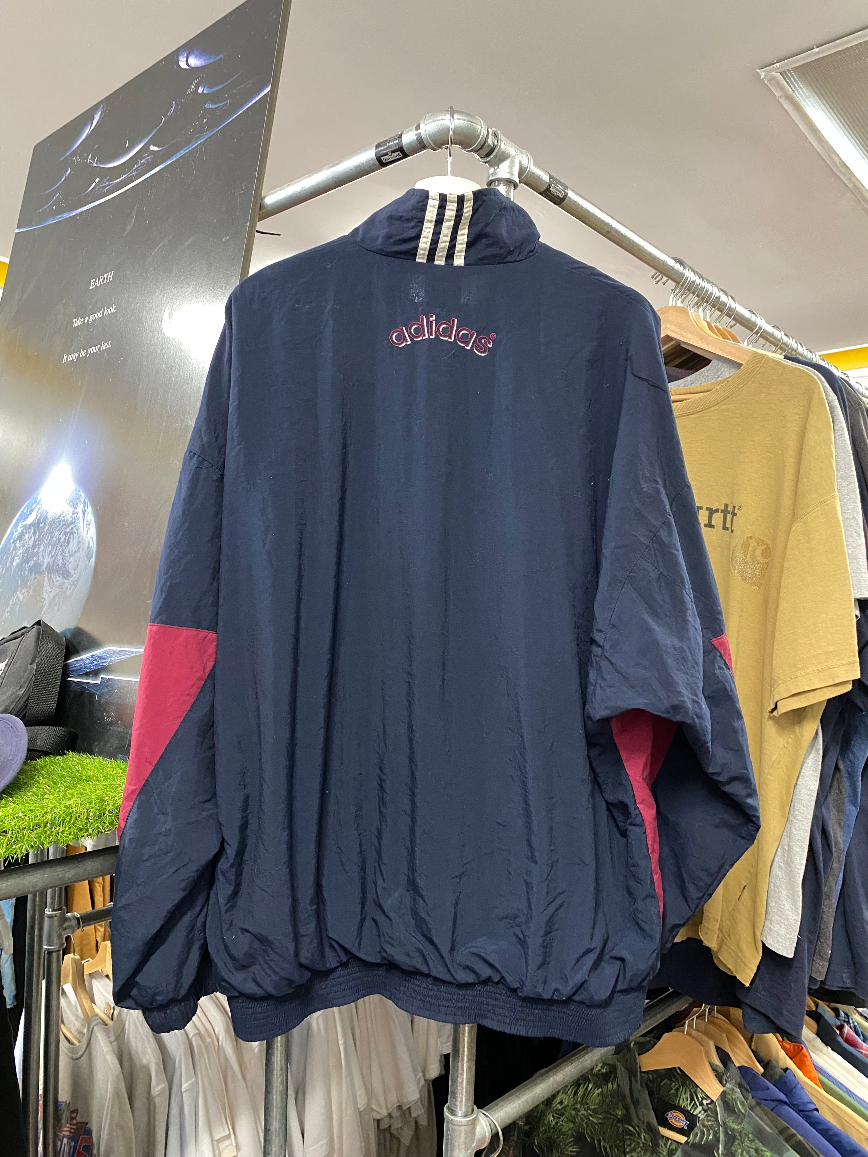 [XL] 1990s Adidas Zip Up Blue/Maroon Windbreaker