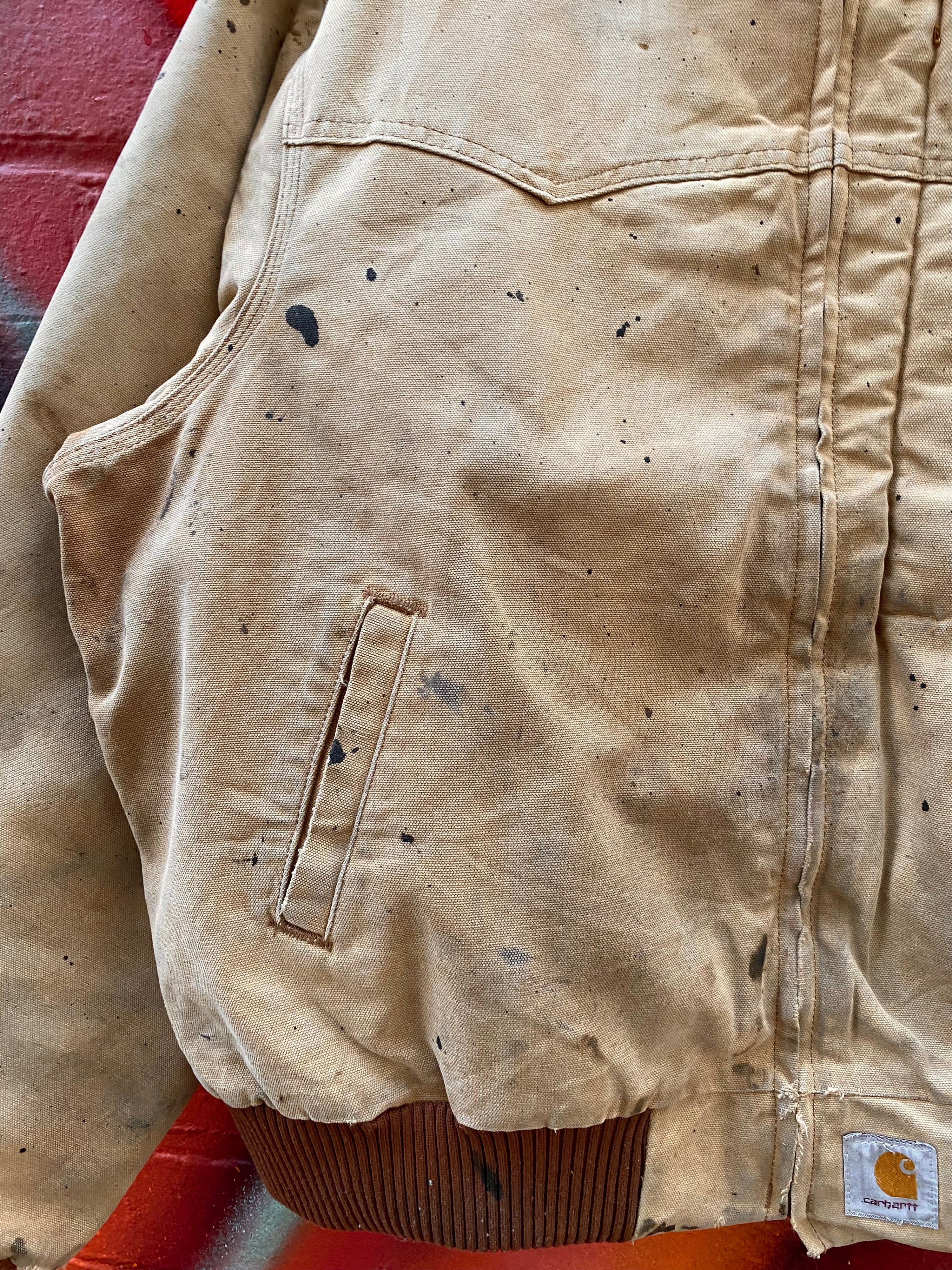 [XL] Carhartt Tan Santa Fe Jacket with Paint Splatters