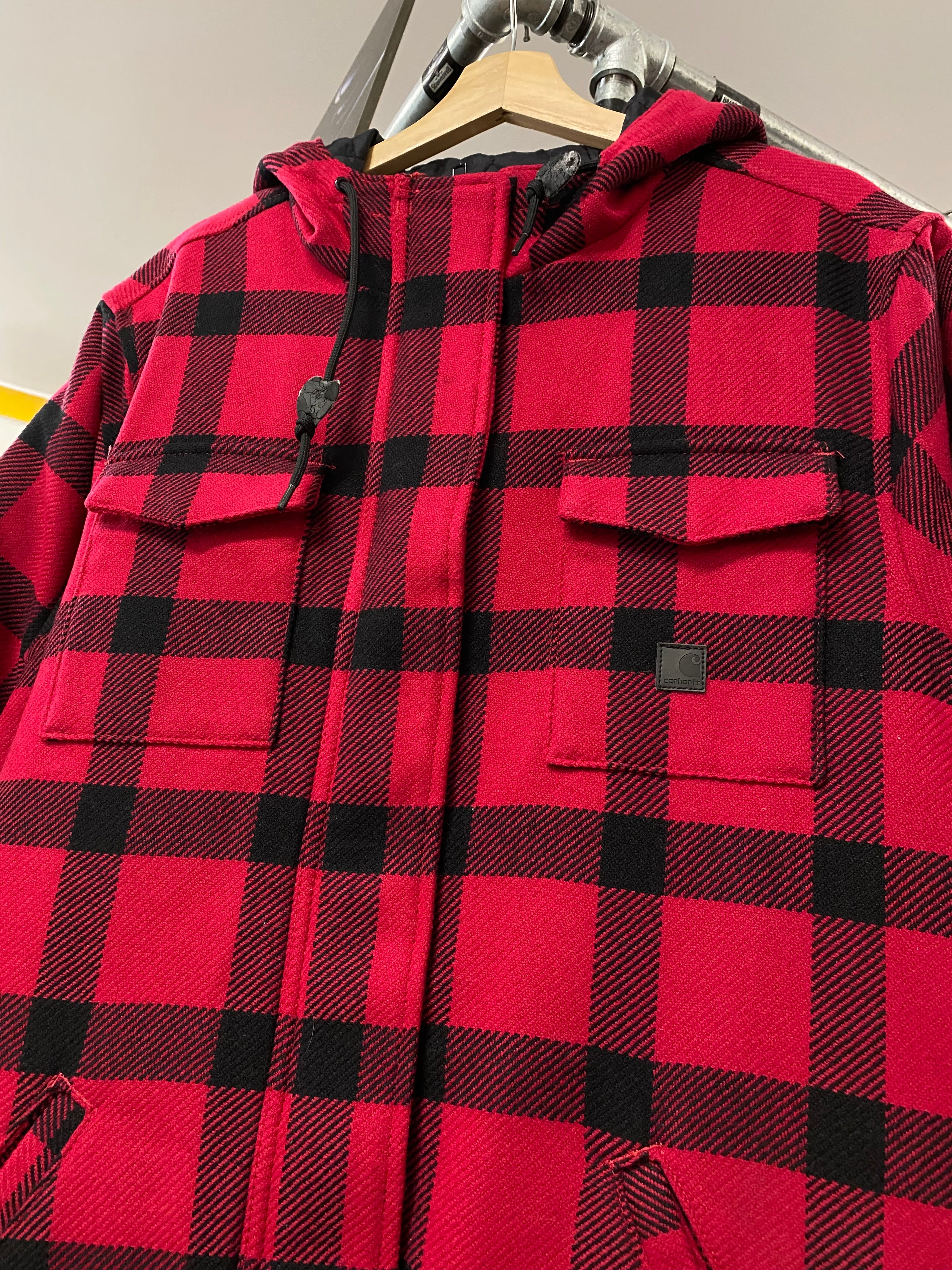 [XL] Carhartt Womens Black/Red Hooded Zip Up