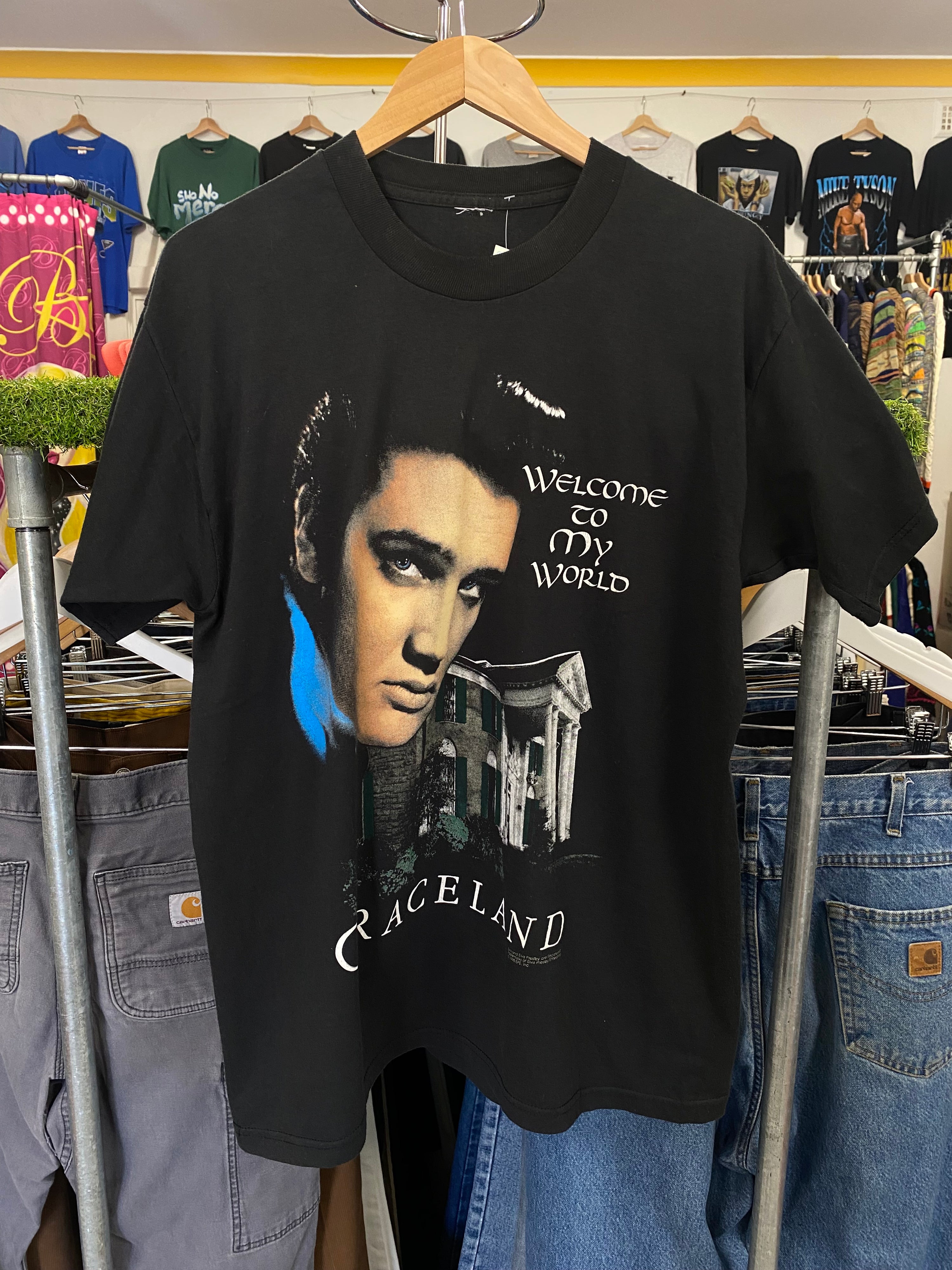 [L] 1995 Elvis Presley Graceland Black Tshirt