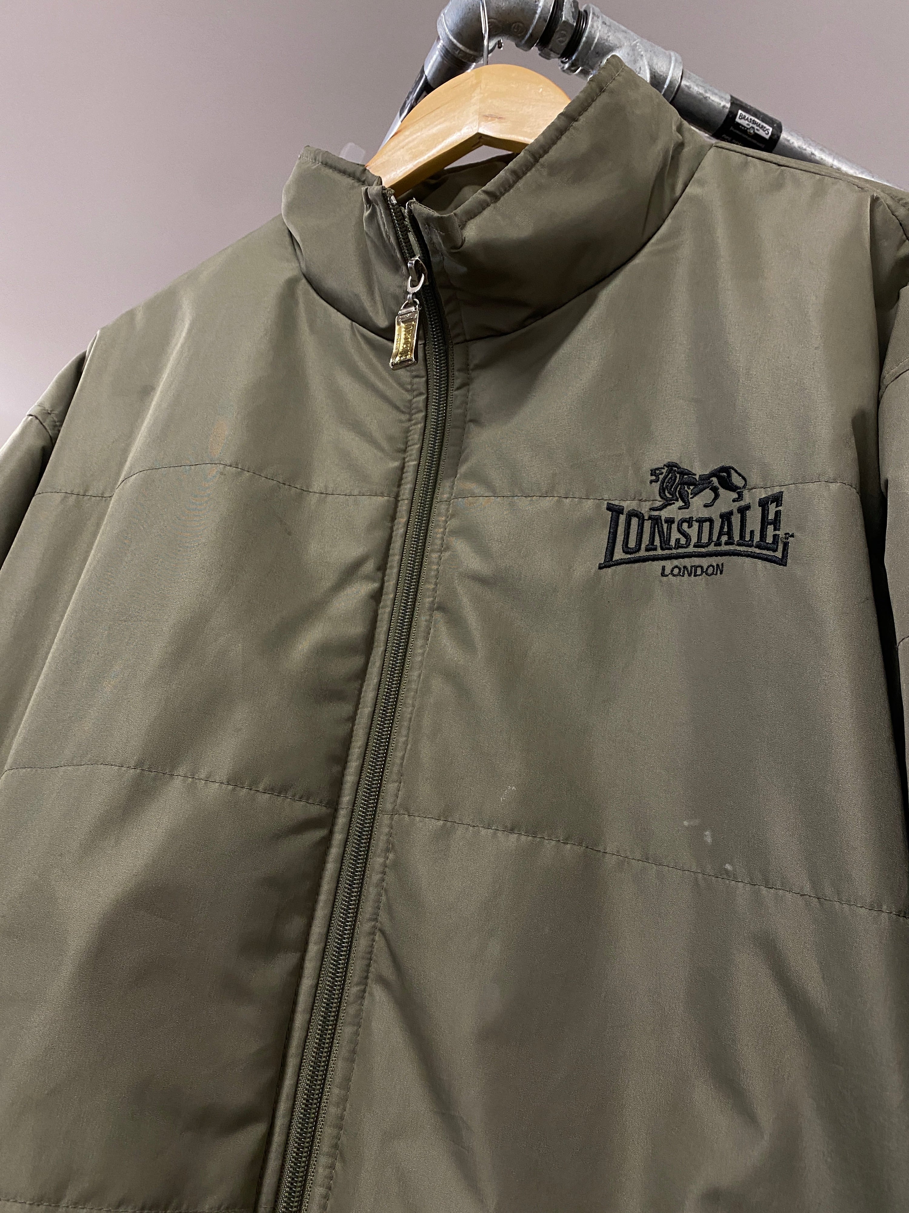 XL - 2000s Lonsdale Embroidered Olive Zip Up Jacket