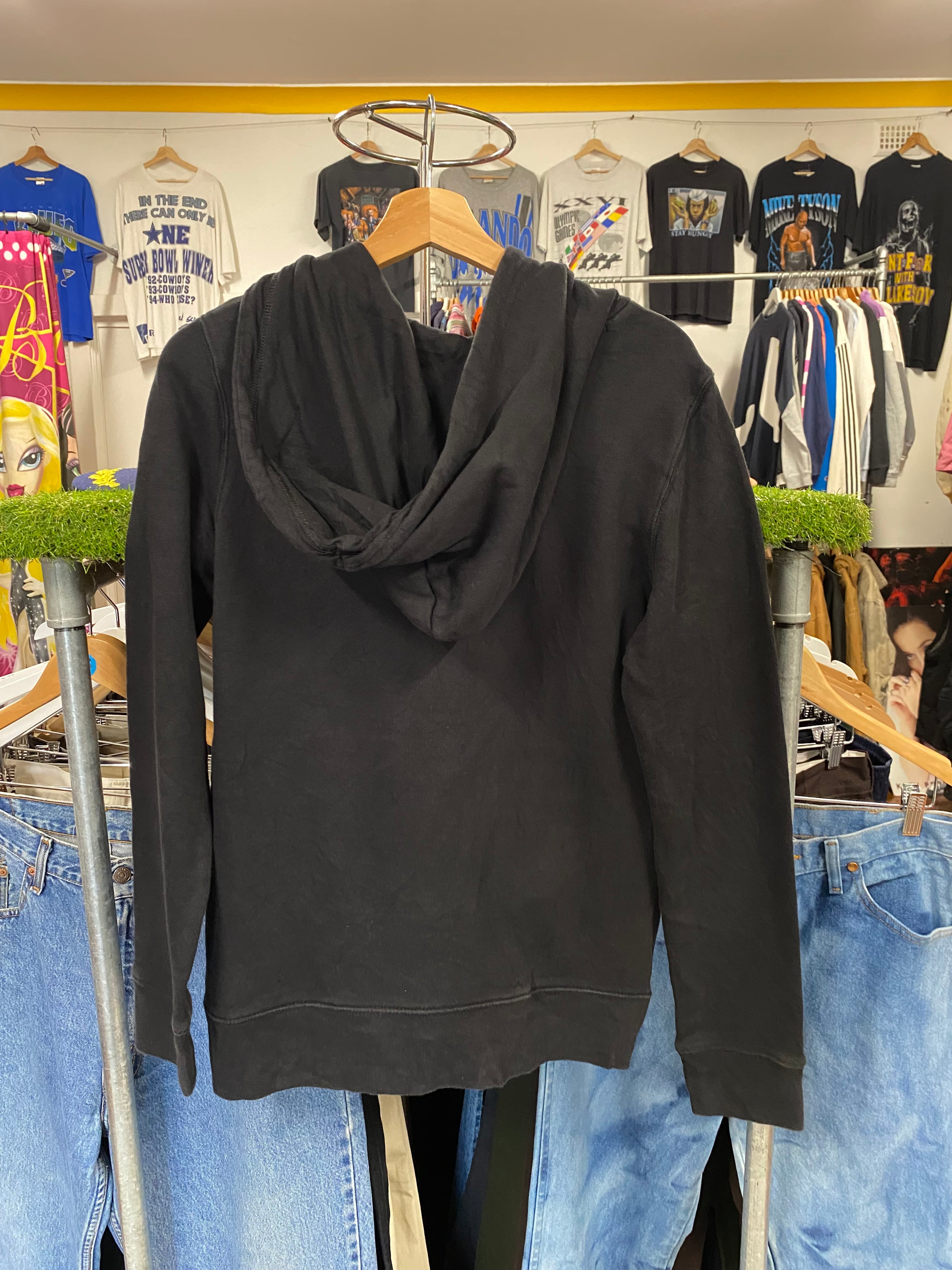 [S] Adidas Black Hoodie Big White Trefoil Logo