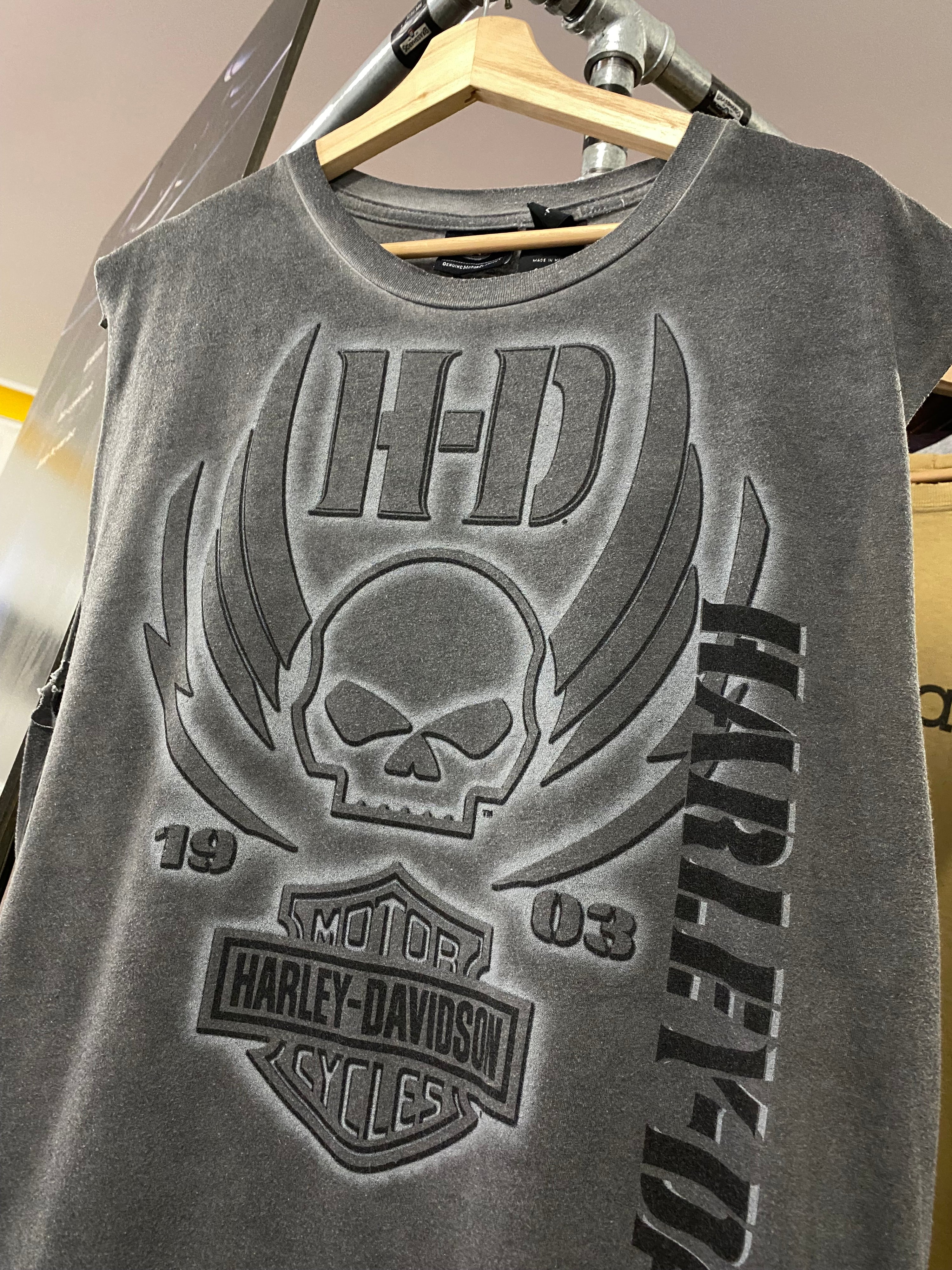 [L] Harley Davidson Winged Skull Grey Tank Top