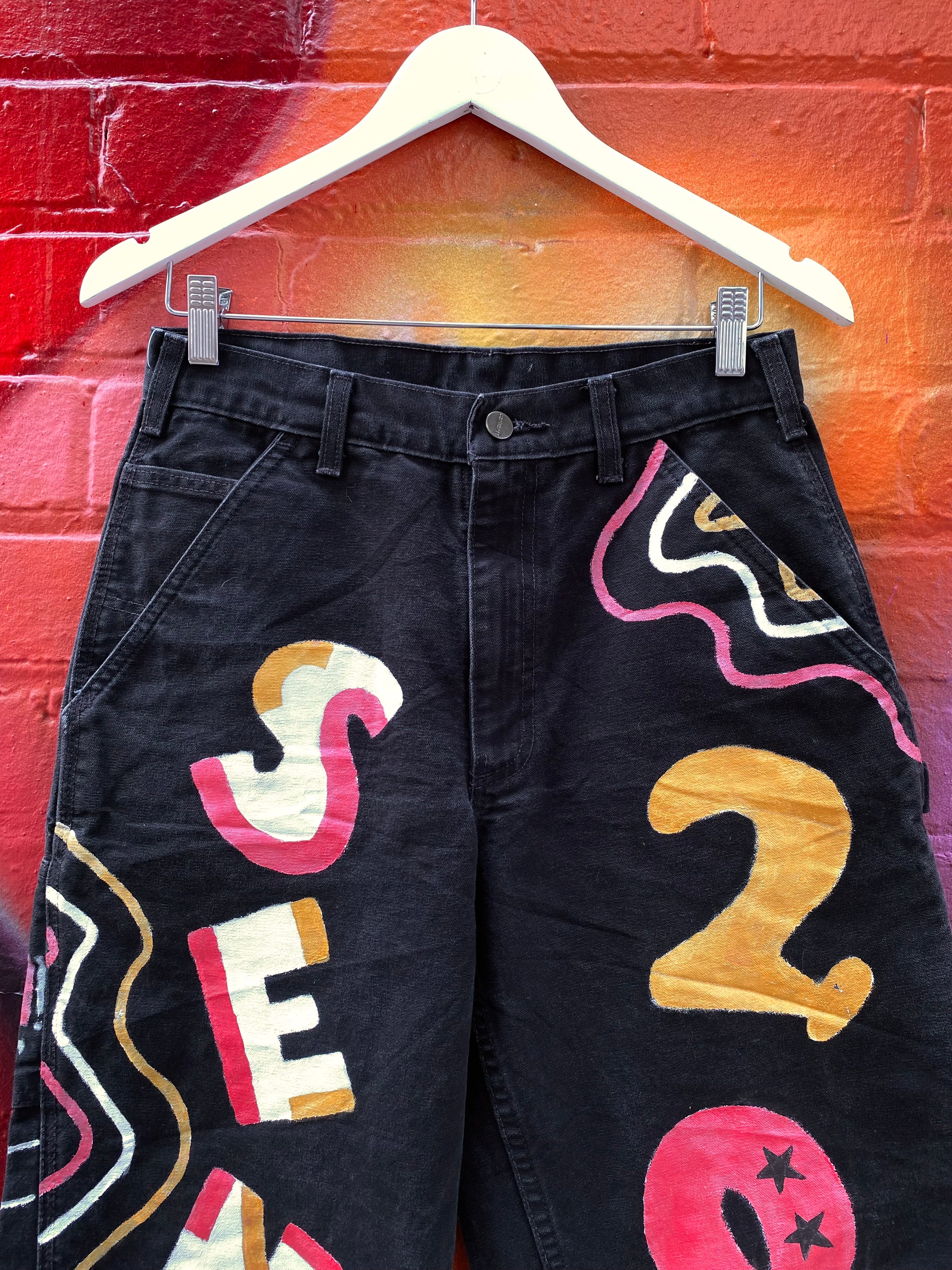[30] Carhartt Hand Painted Seniors Black Jeans