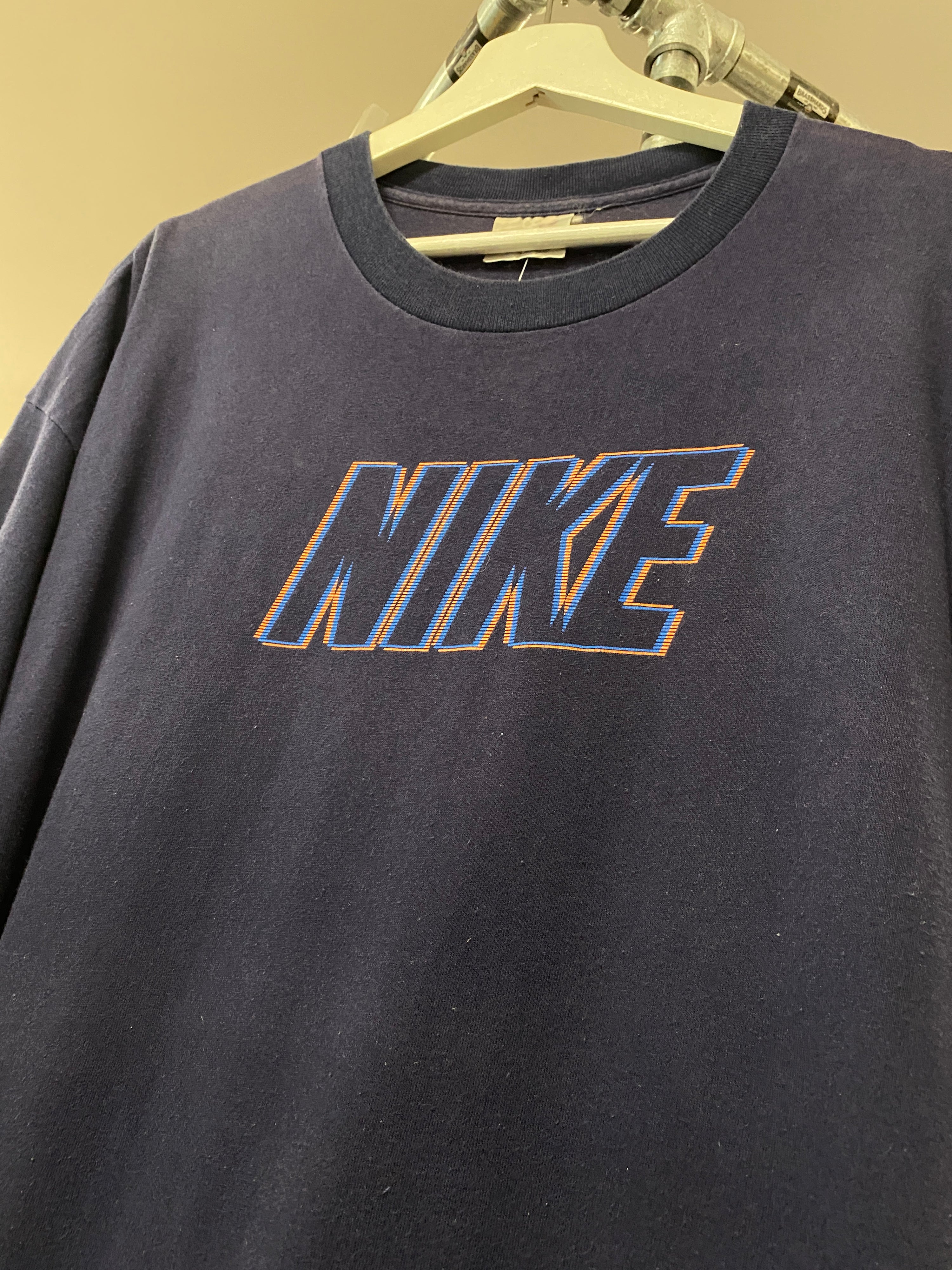 2XL - 2000s Nike Orange/Blue Shadow Box Blue Tee