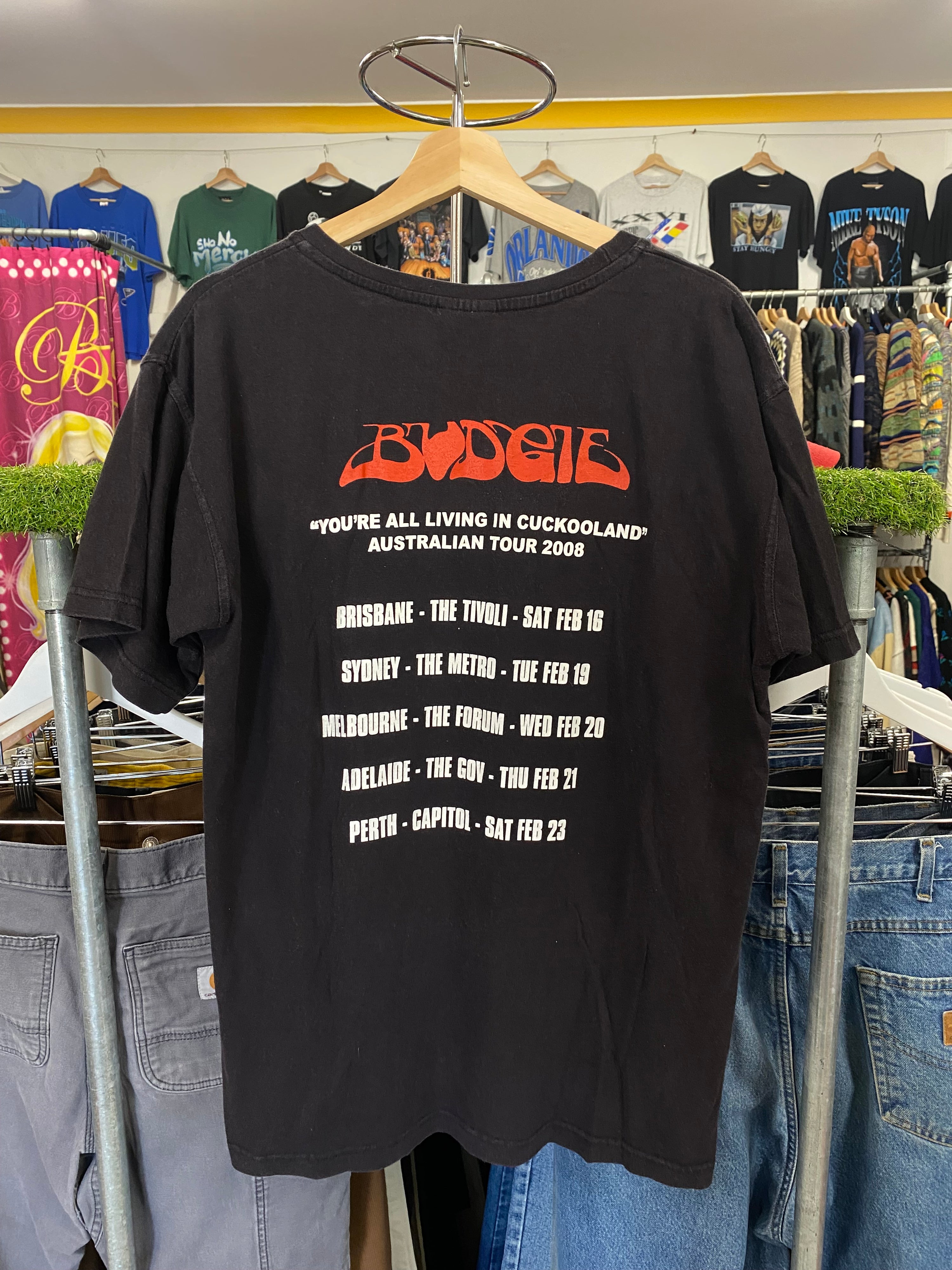 [M] 2008 Budgie 'You're All Living In Cockooland' Double Sided Tour Tshirt