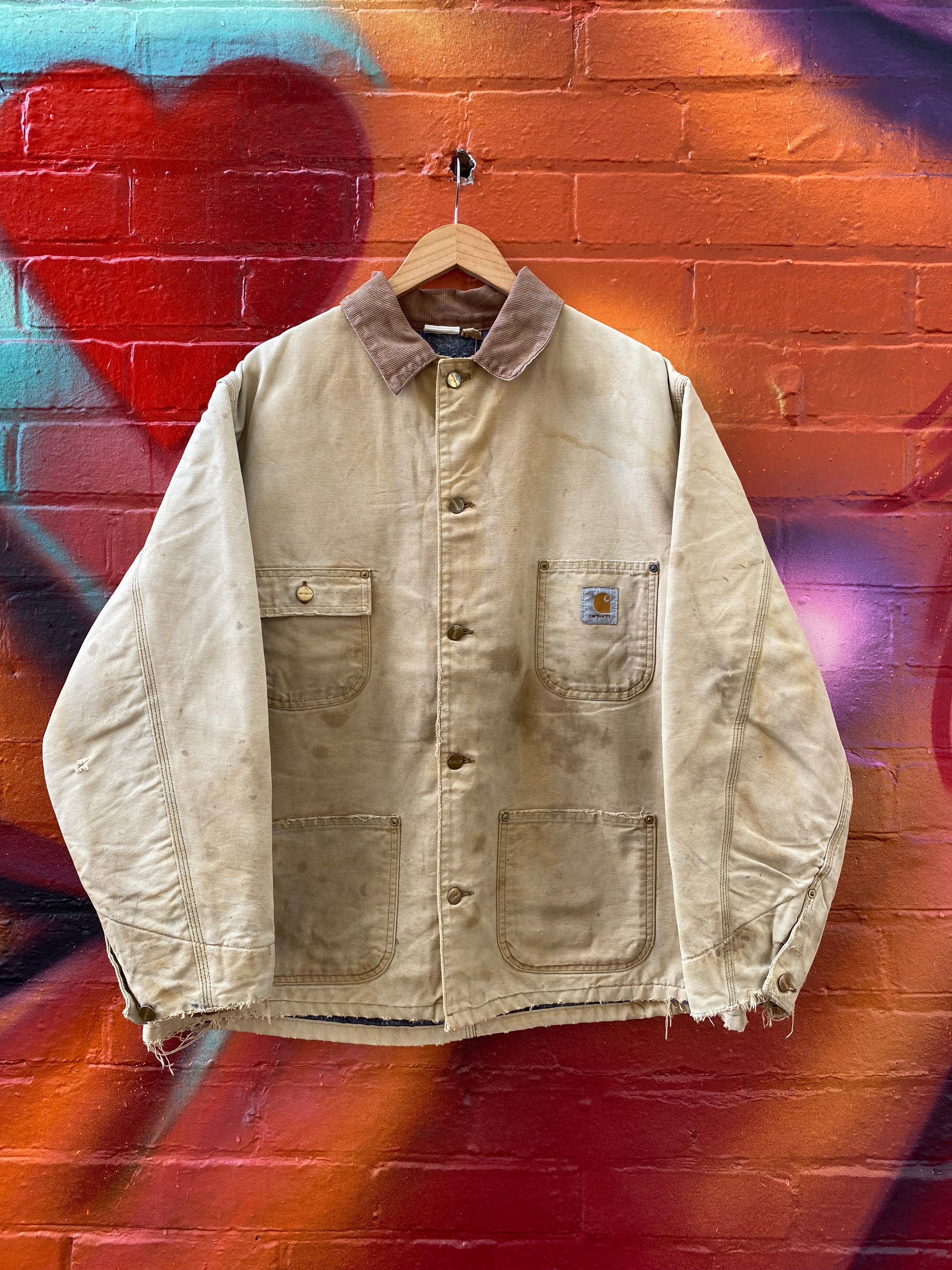 [XL] Carhartt Tan Chore Jacket Heavy Marks
