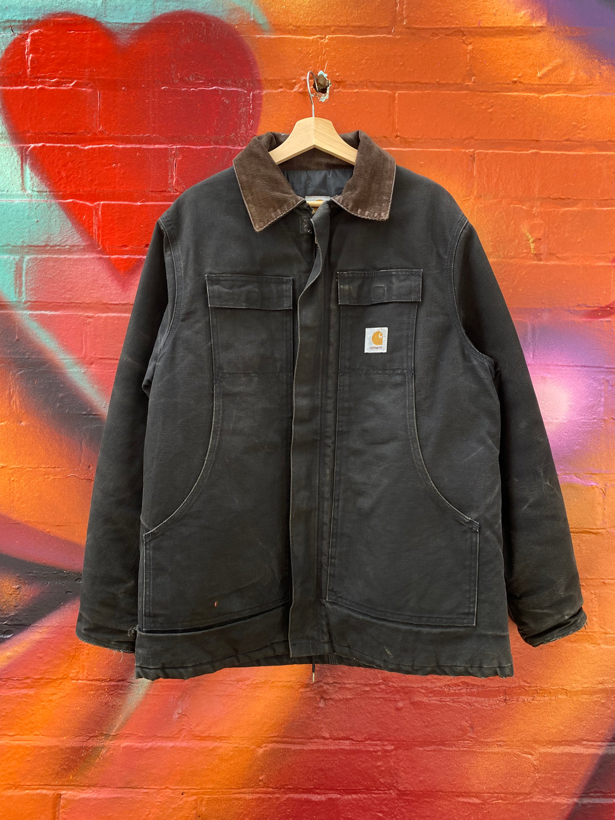[L] Carhartt Black Chore Jacket Quilt Lined 28571
