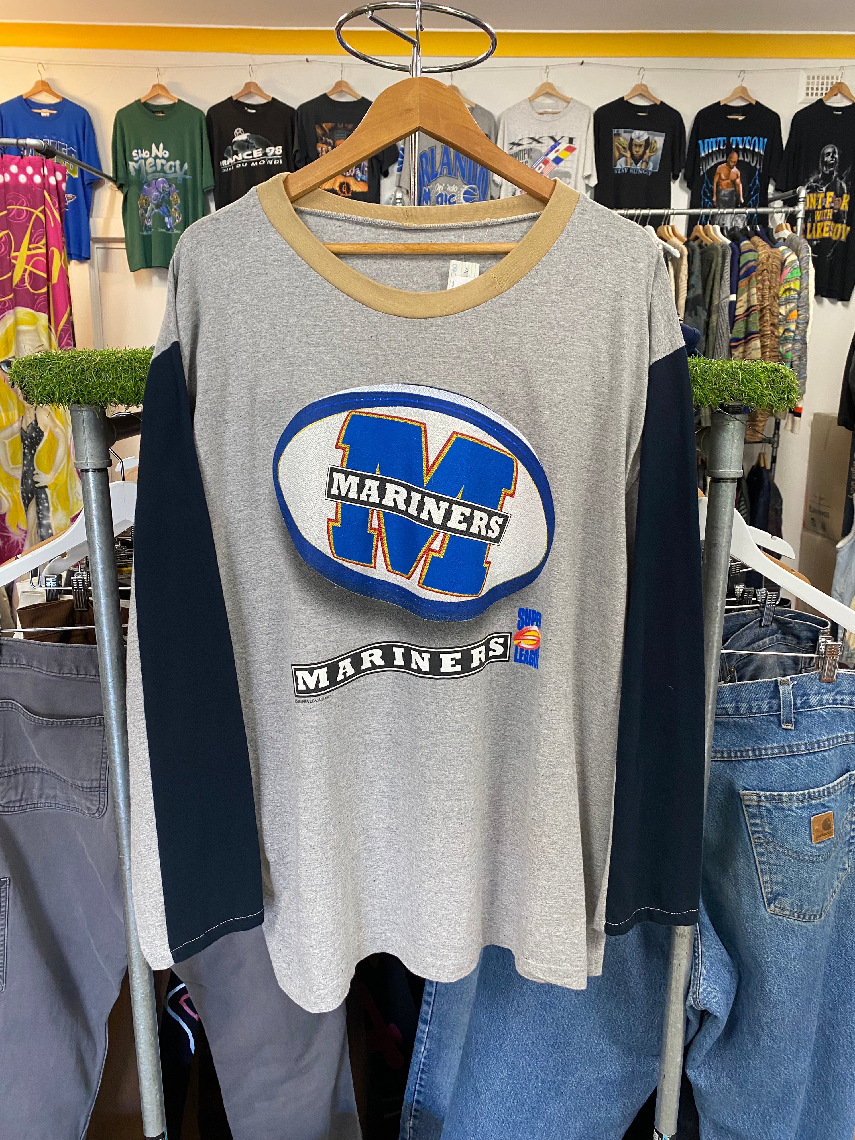 [XL] 1997 Hunter Mariners Super League Raglan Long Sleeve Tshirt