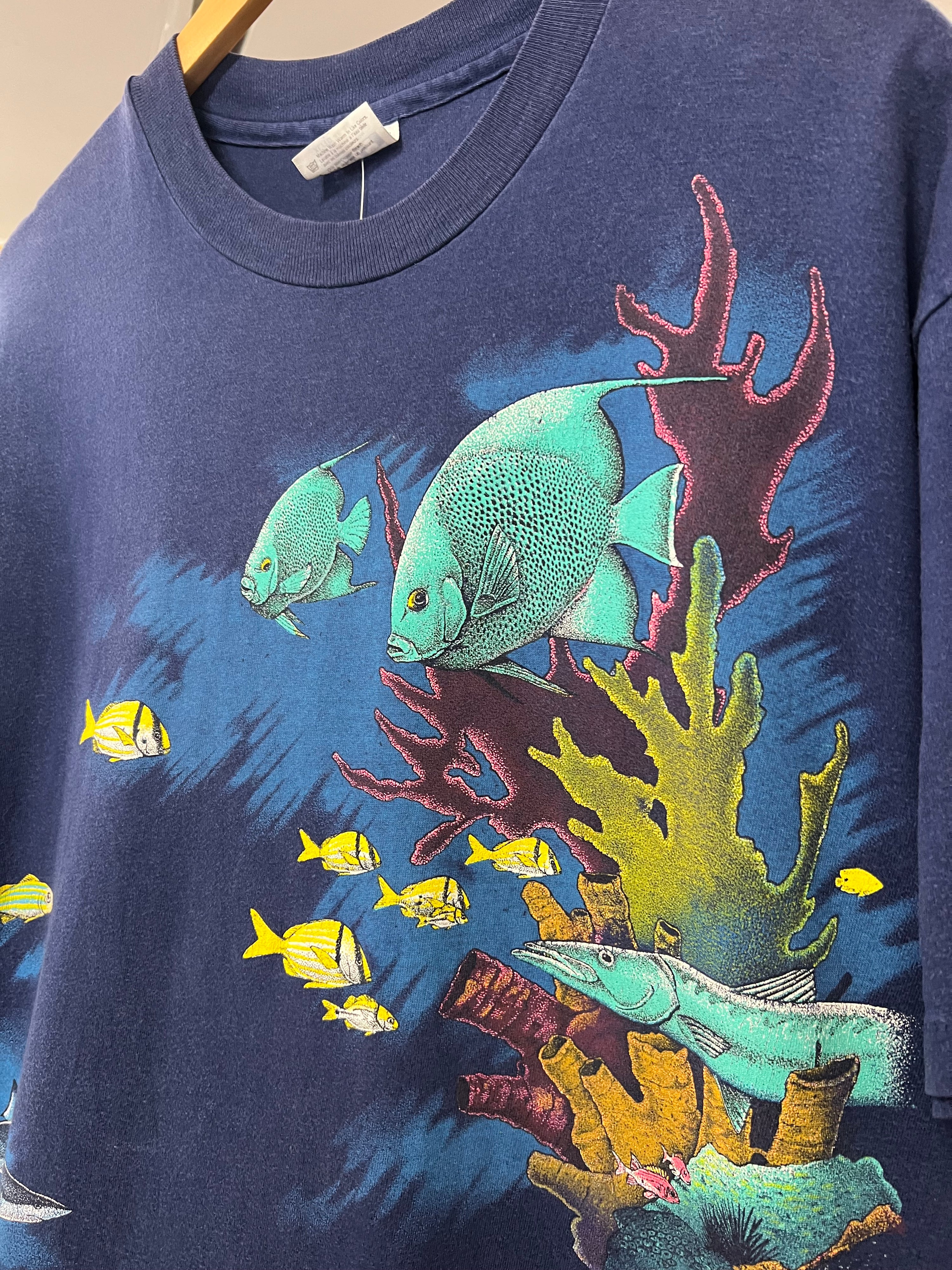 [XL] 1990 Fish And Coral DS Blue Tee