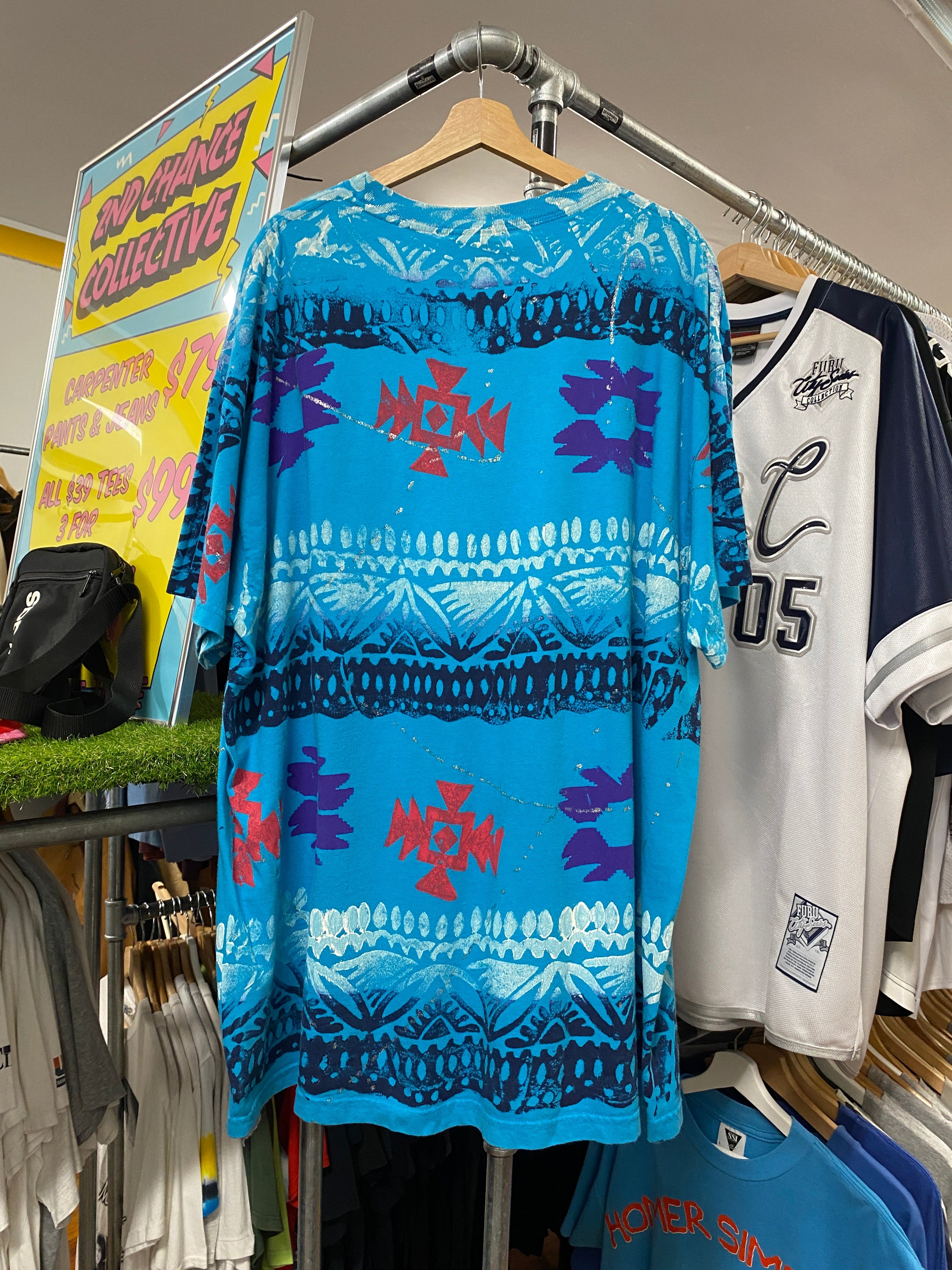 3XL - Turquoise Aztec Painted AOP