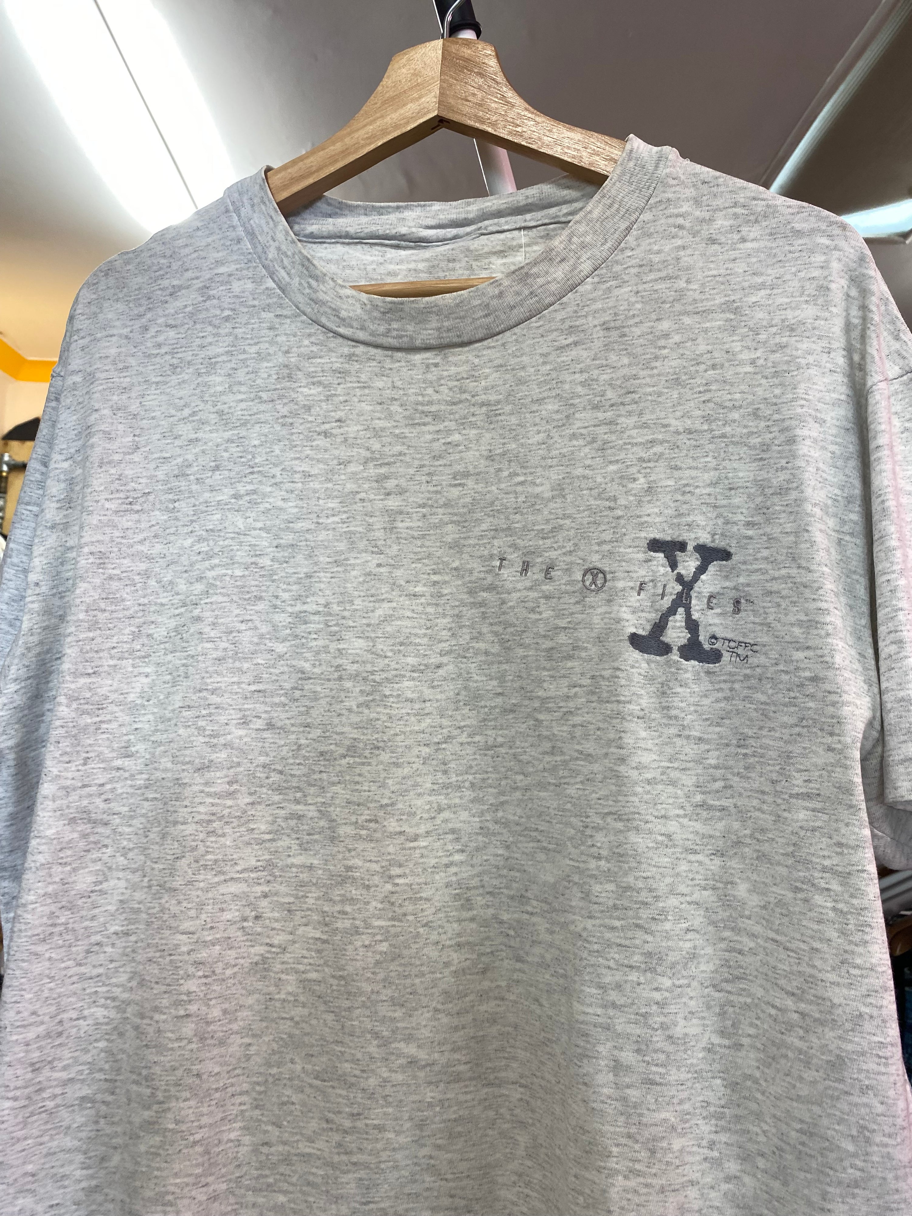 XL - 1990s The X Files Embroidered Grey Tee