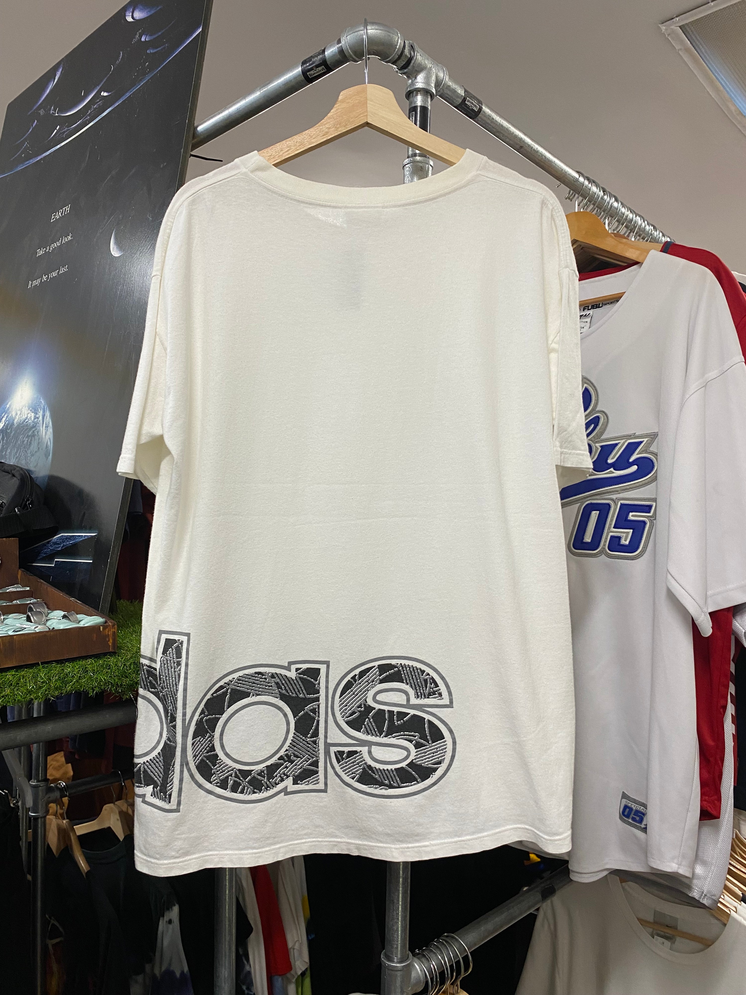 L - Adidas Big Wraparound Logo At Bottom White Tee
