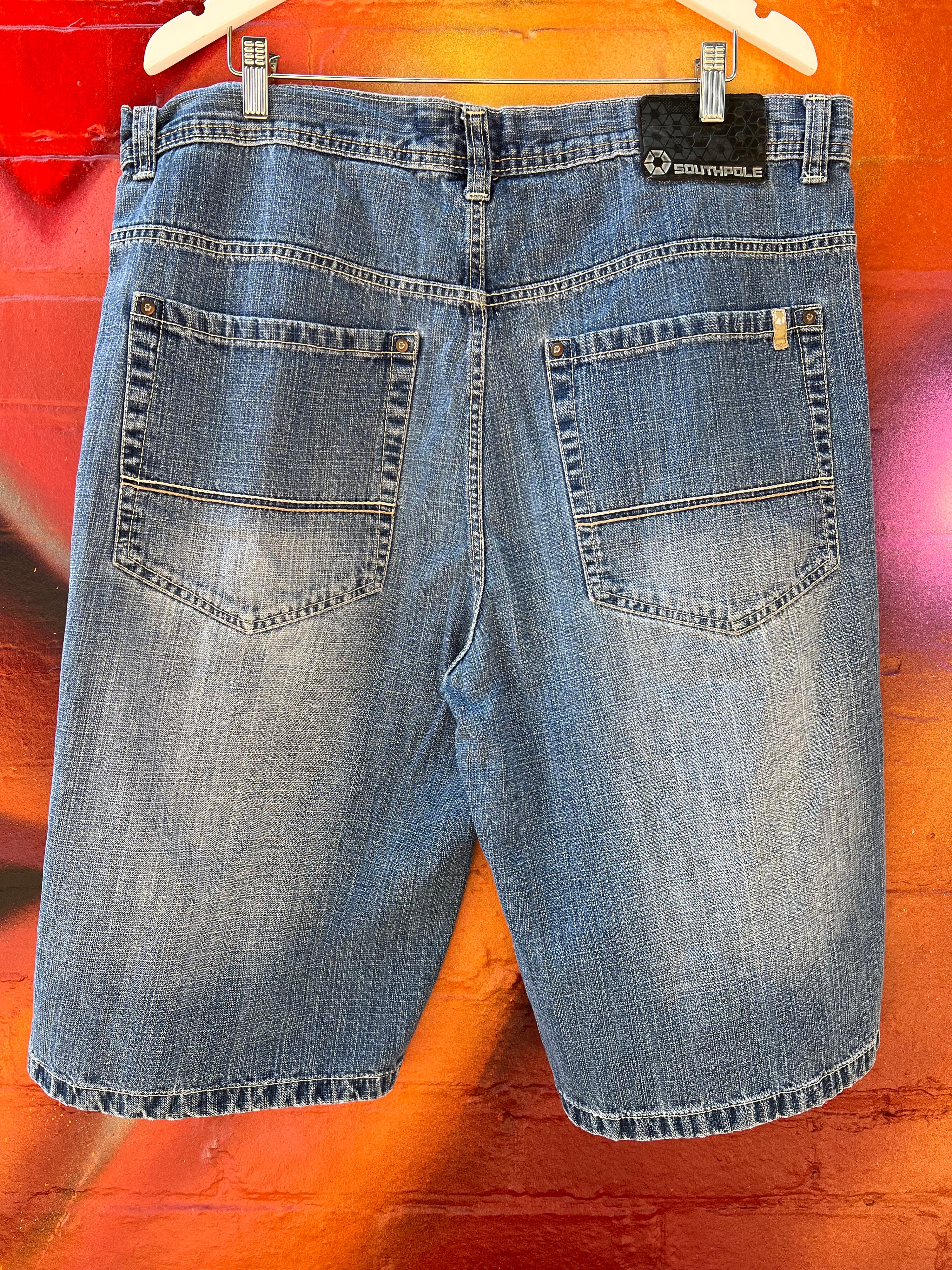 40 - Southpole Big Denim Shorts Patched Up