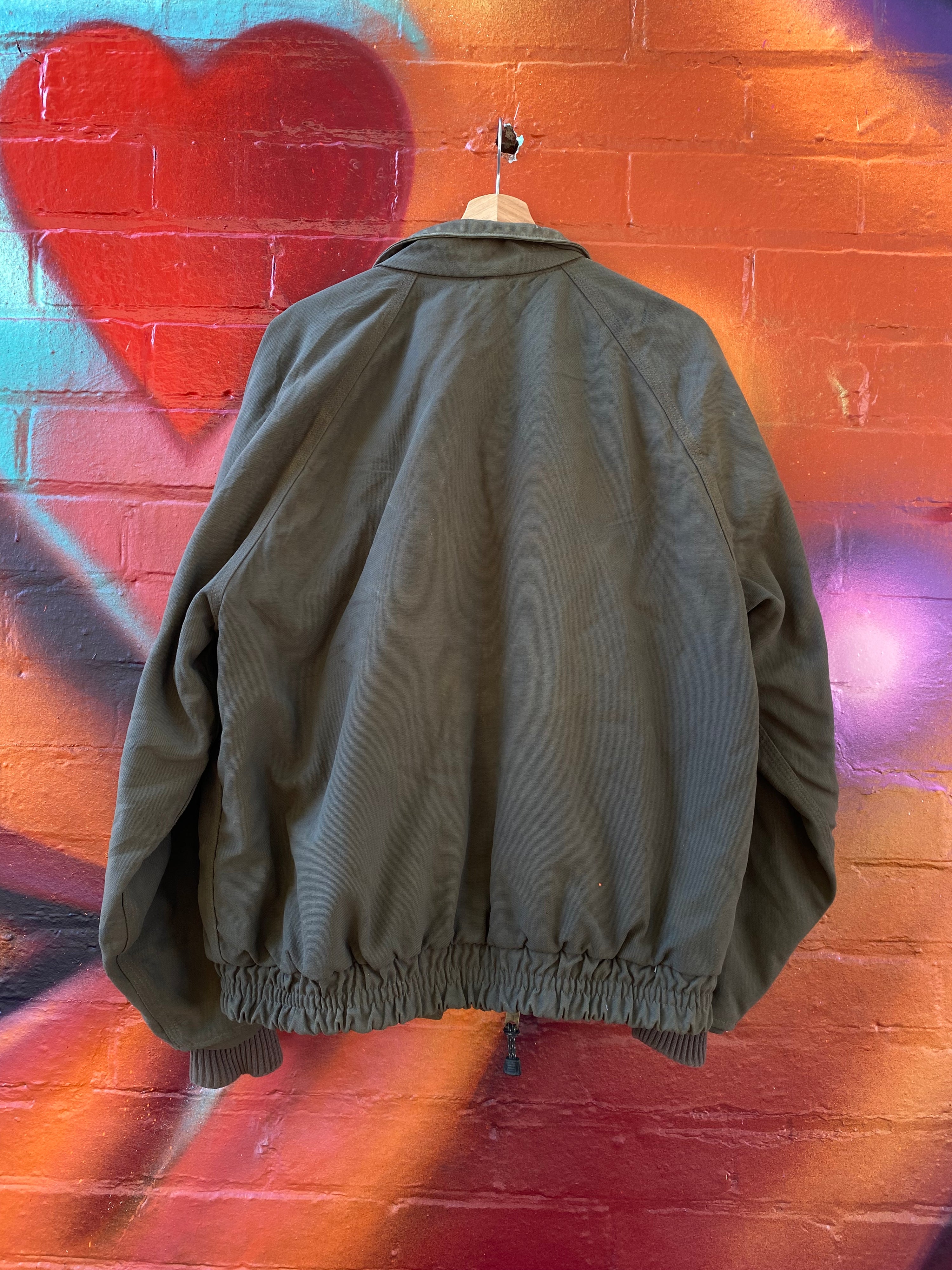 [L] Carhartt Khaki Army-Style Jacket Broken Zip