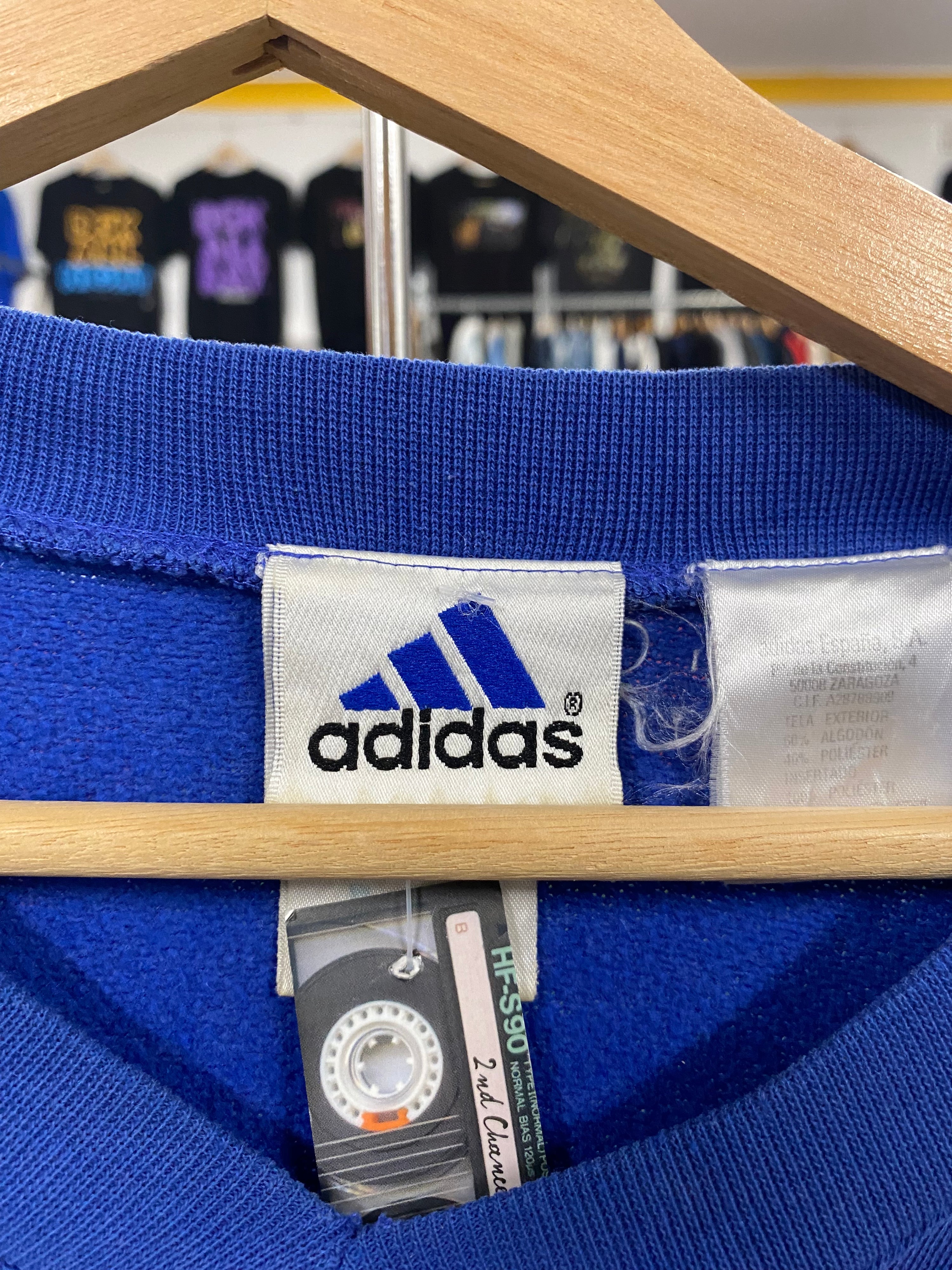 [L] Vintage Adidas V-Neck Blue