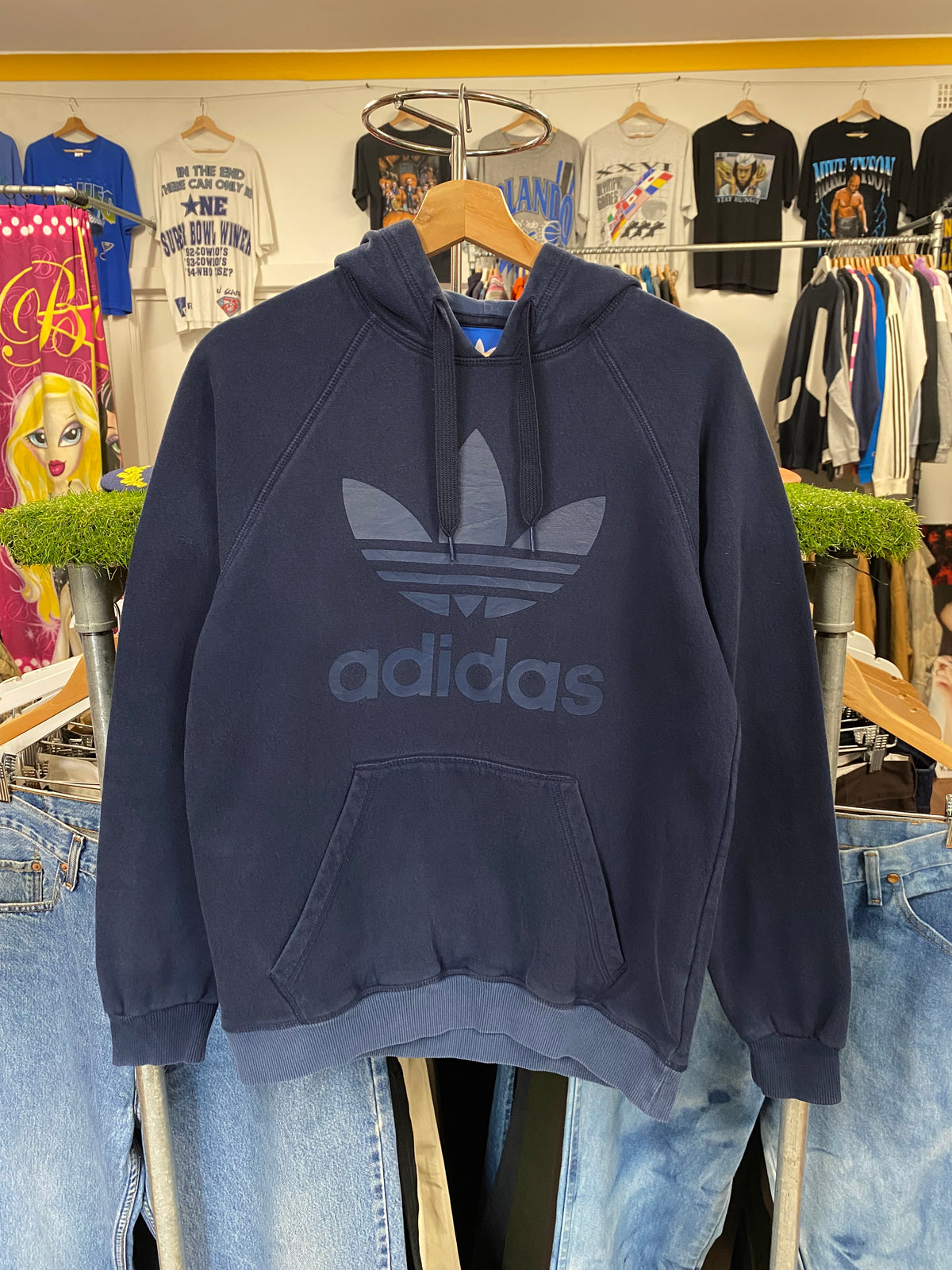 [S] Adidas Navy Hoodie Navy Trefoil Logo
