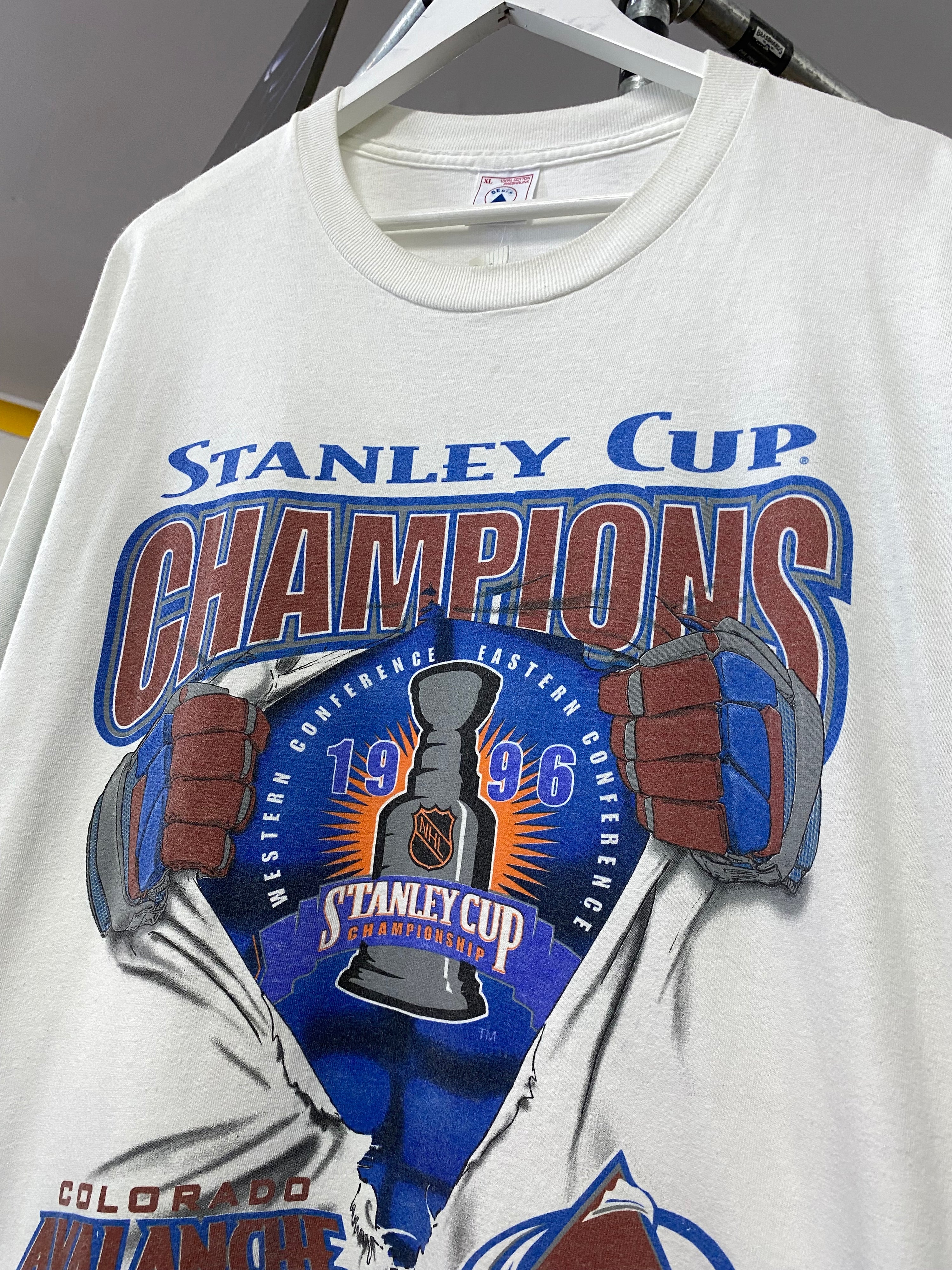 XL - 1996 Colorado Avalanche Stanley Cup NHL Champions White Tee