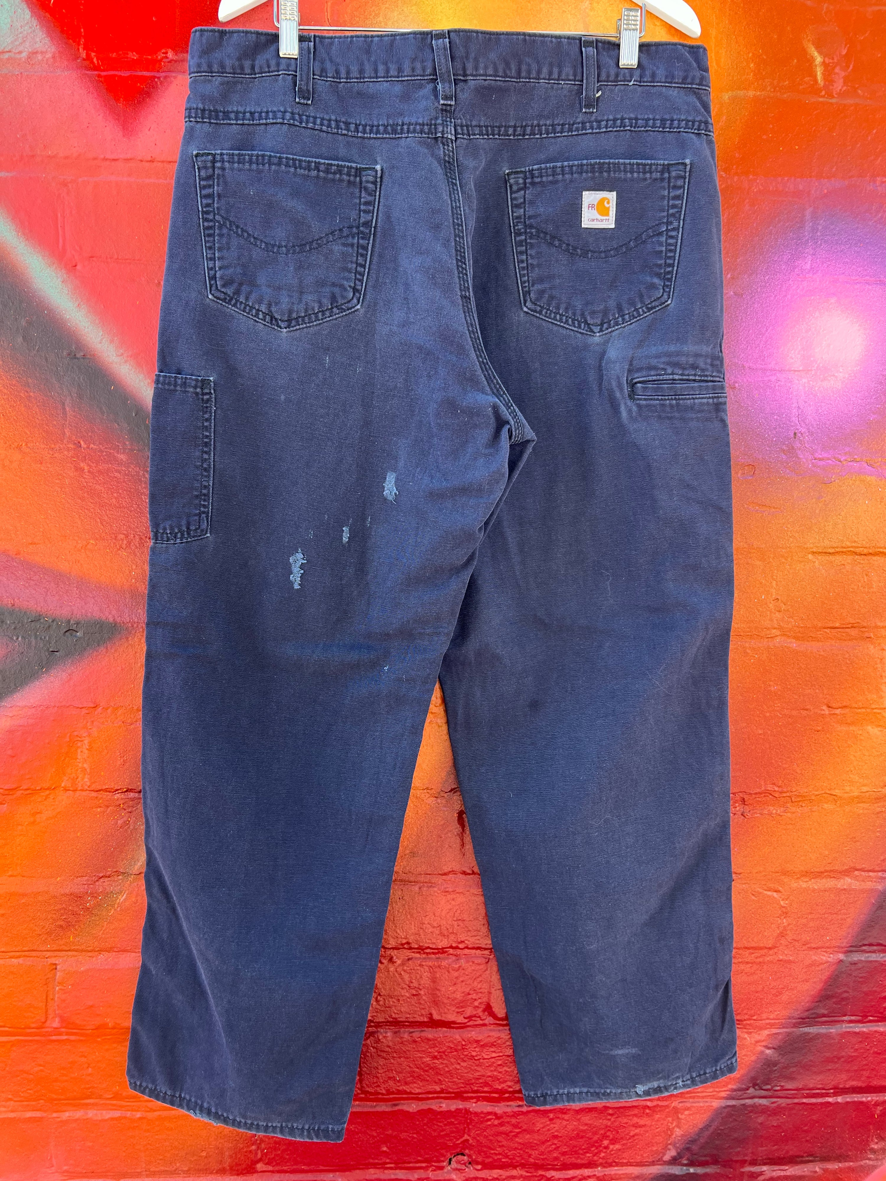 [38] Carhartt FRB190 Blue Work Pants 38x32