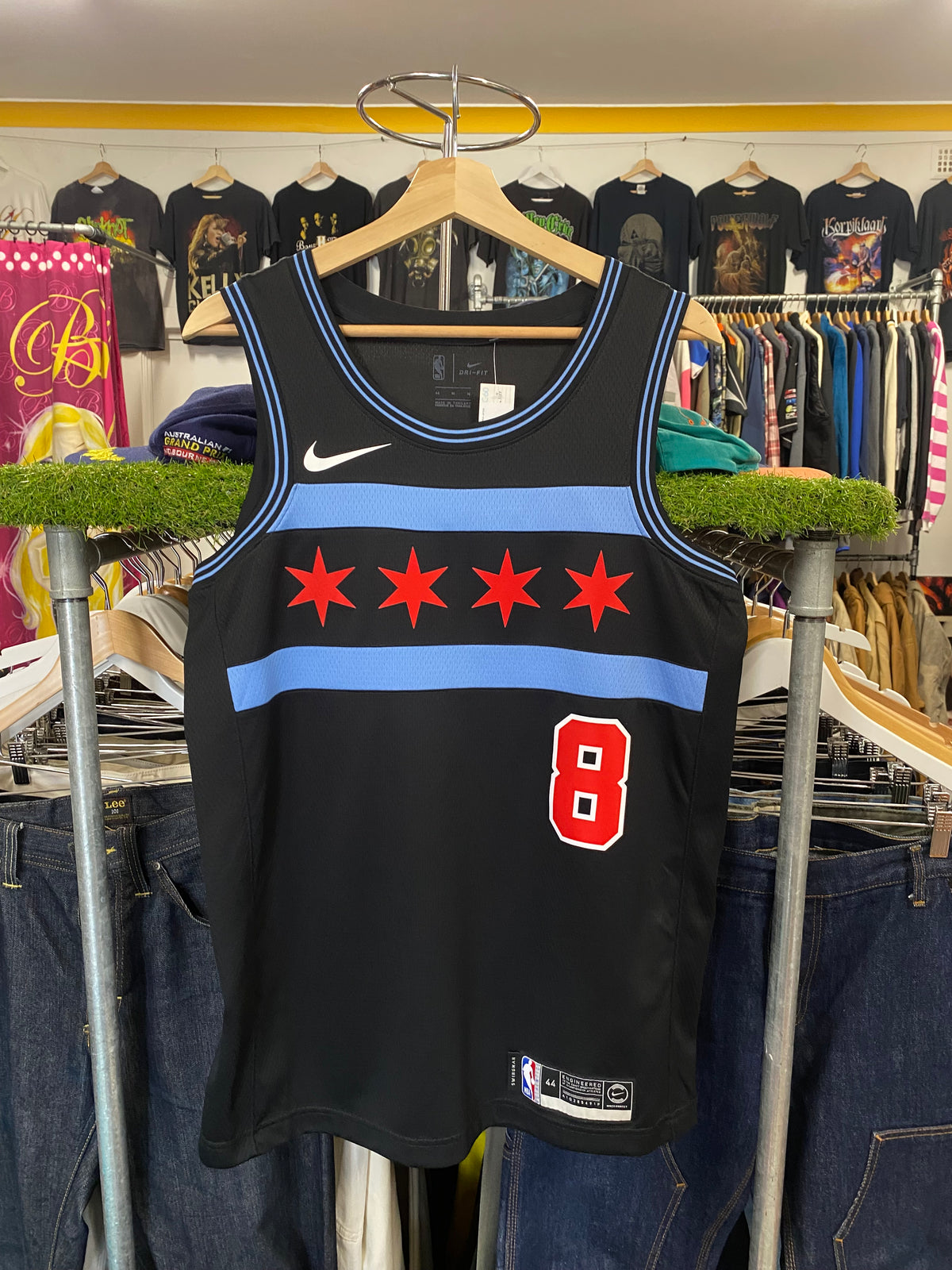 [M] Chicago Bulls #8 Lavine Black/Blue Jersey