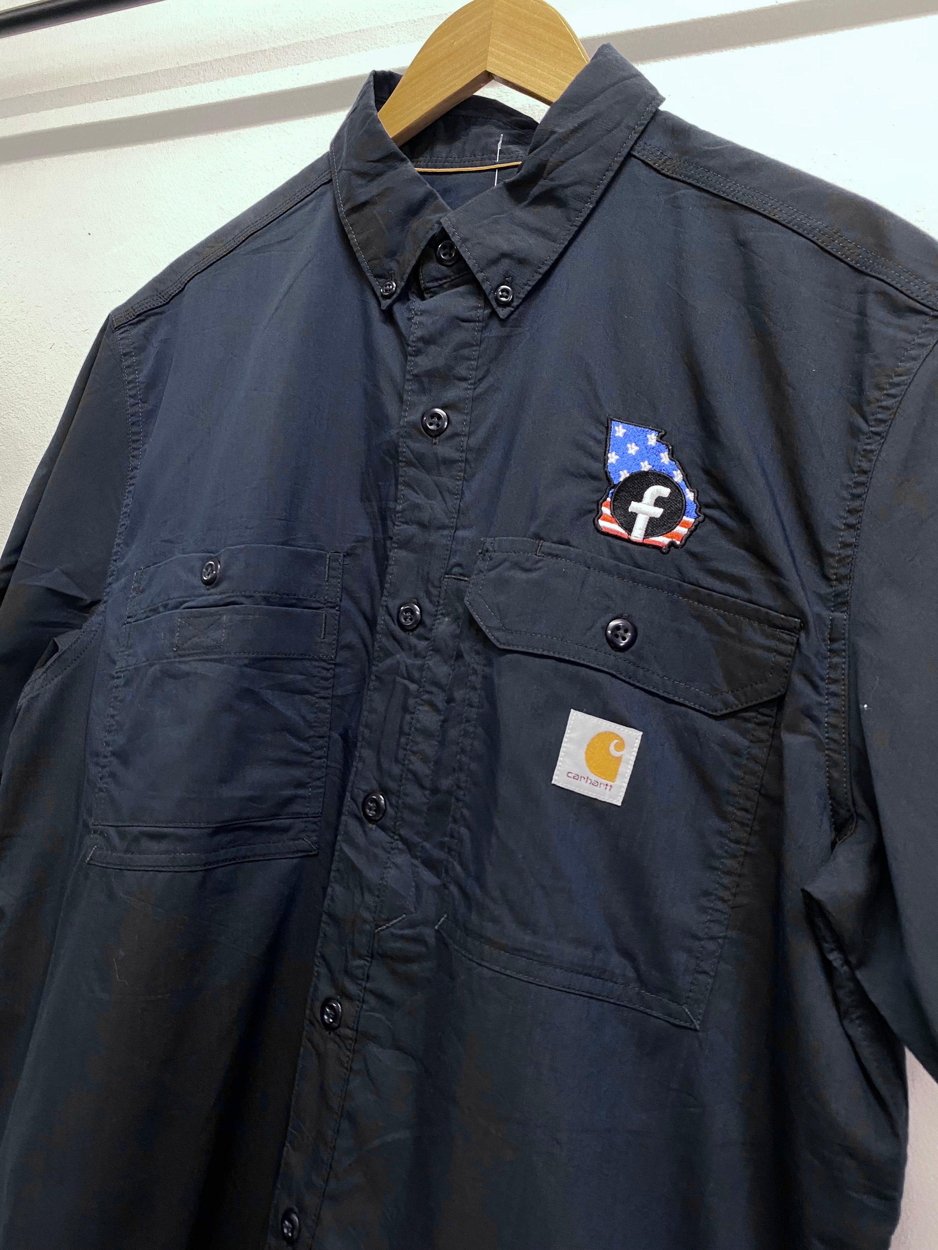 L - Carhartt Force Navy SS Button-up