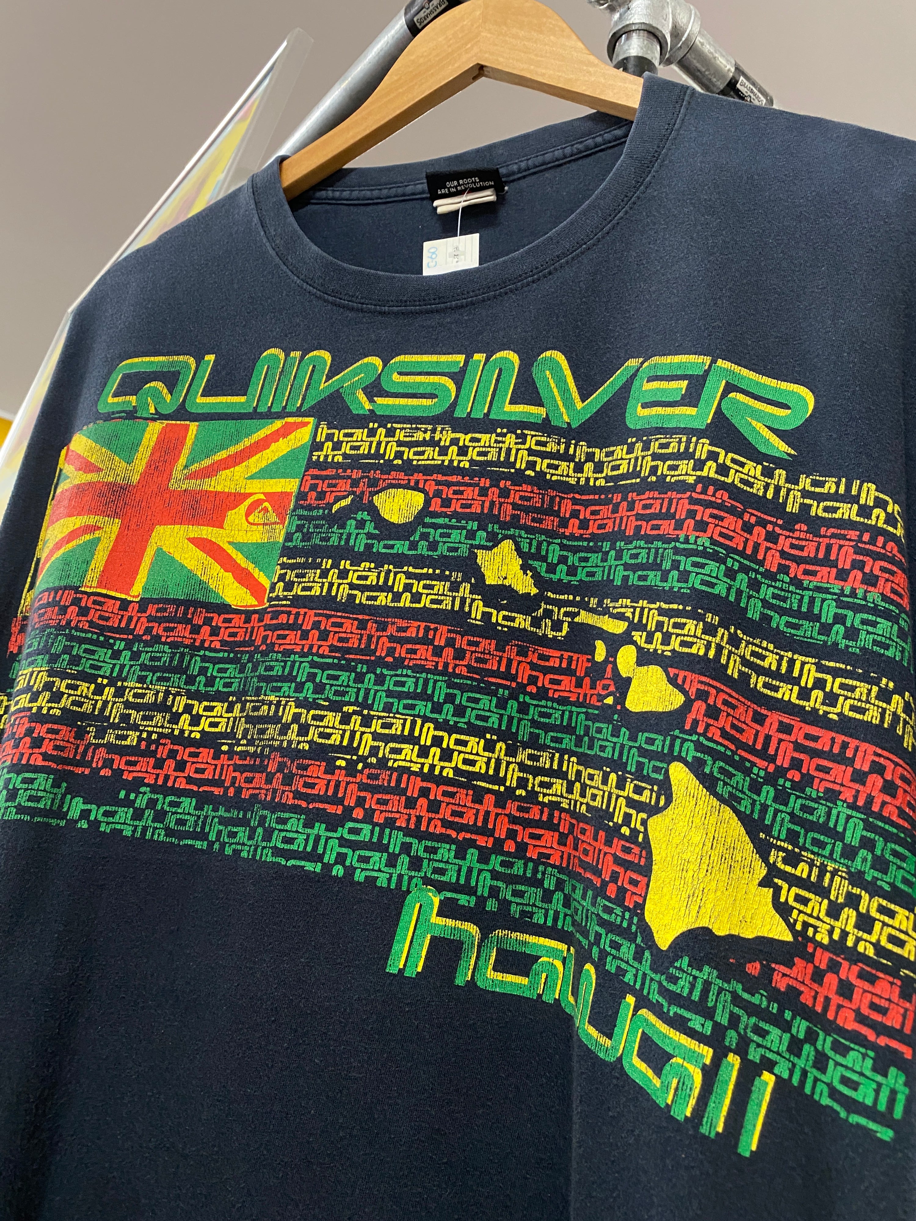 XL - Quiksilver Hawaii Big Flag Black Tee