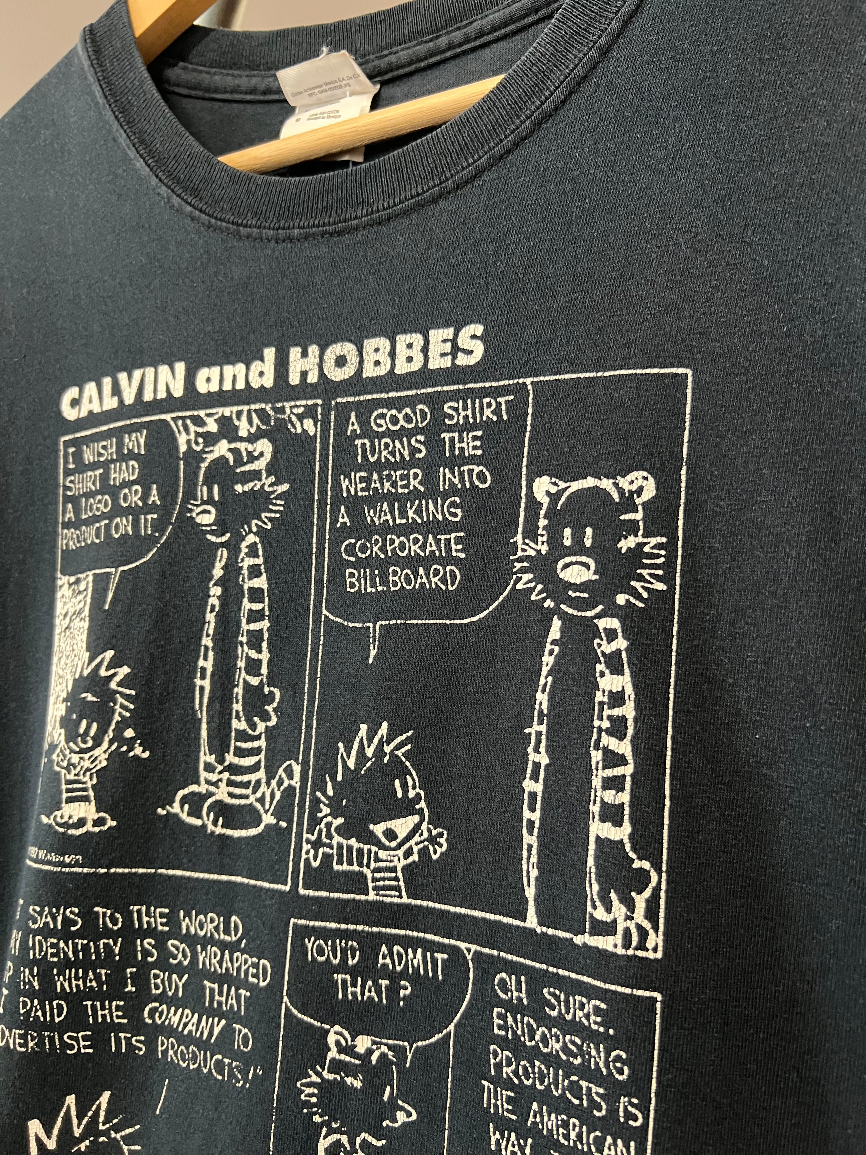 M - 2000s Calvin Hobbes Comic Strip Tee