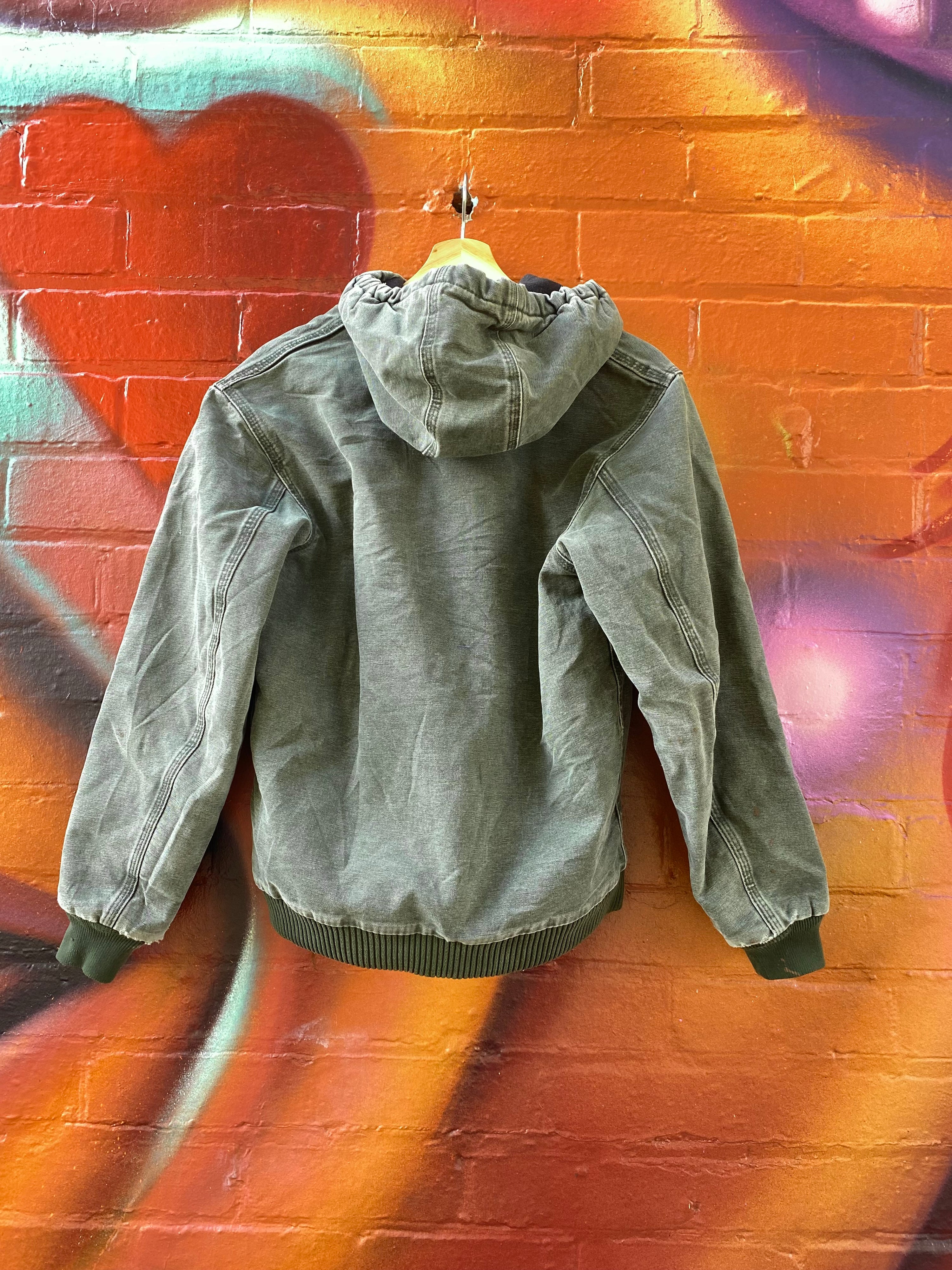 [S] Carhartt Faded Green Active Jacket Damaged Zip