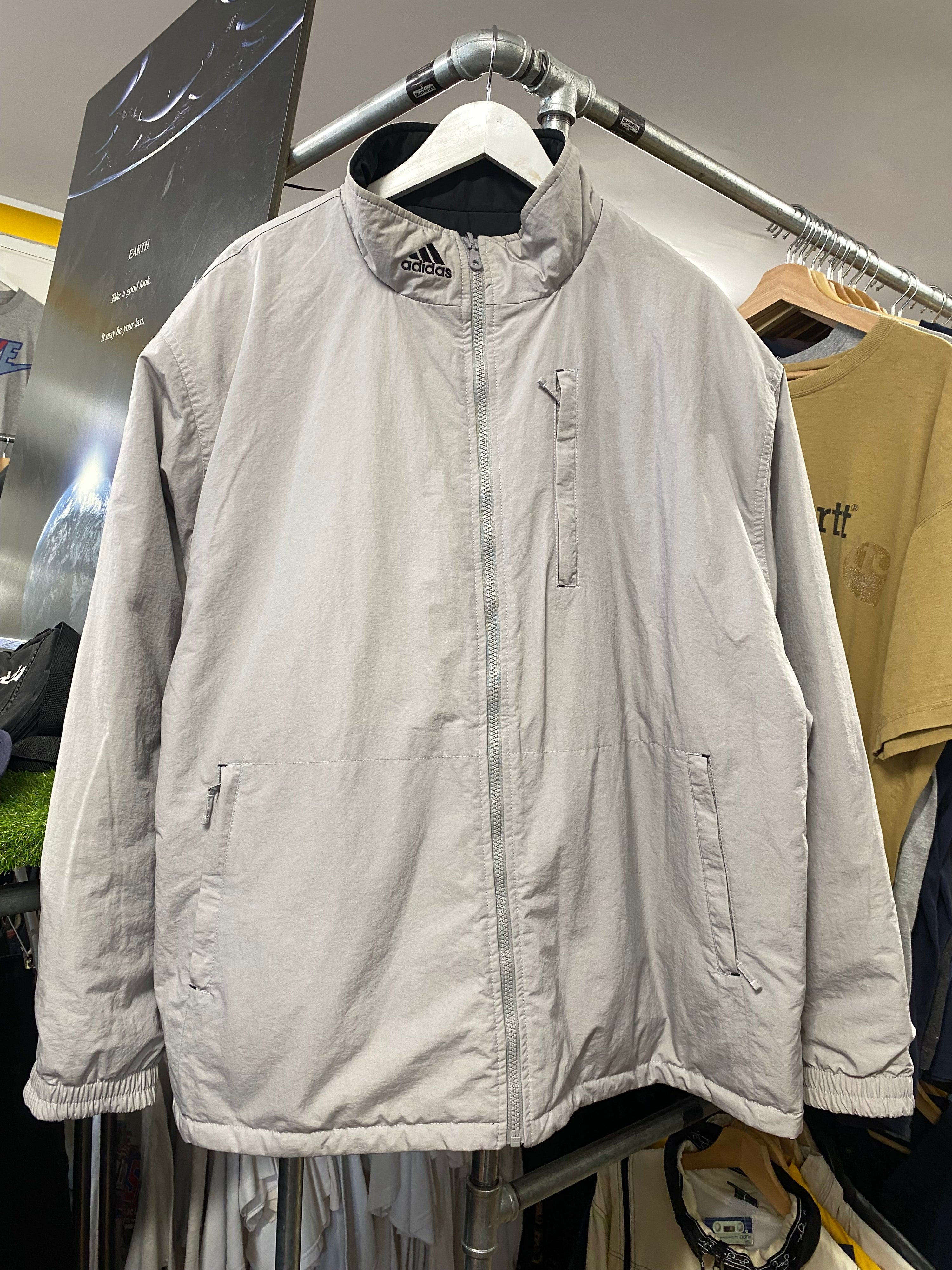 [2XL] 2002 Adidas Black/Grey Reversable Jacket