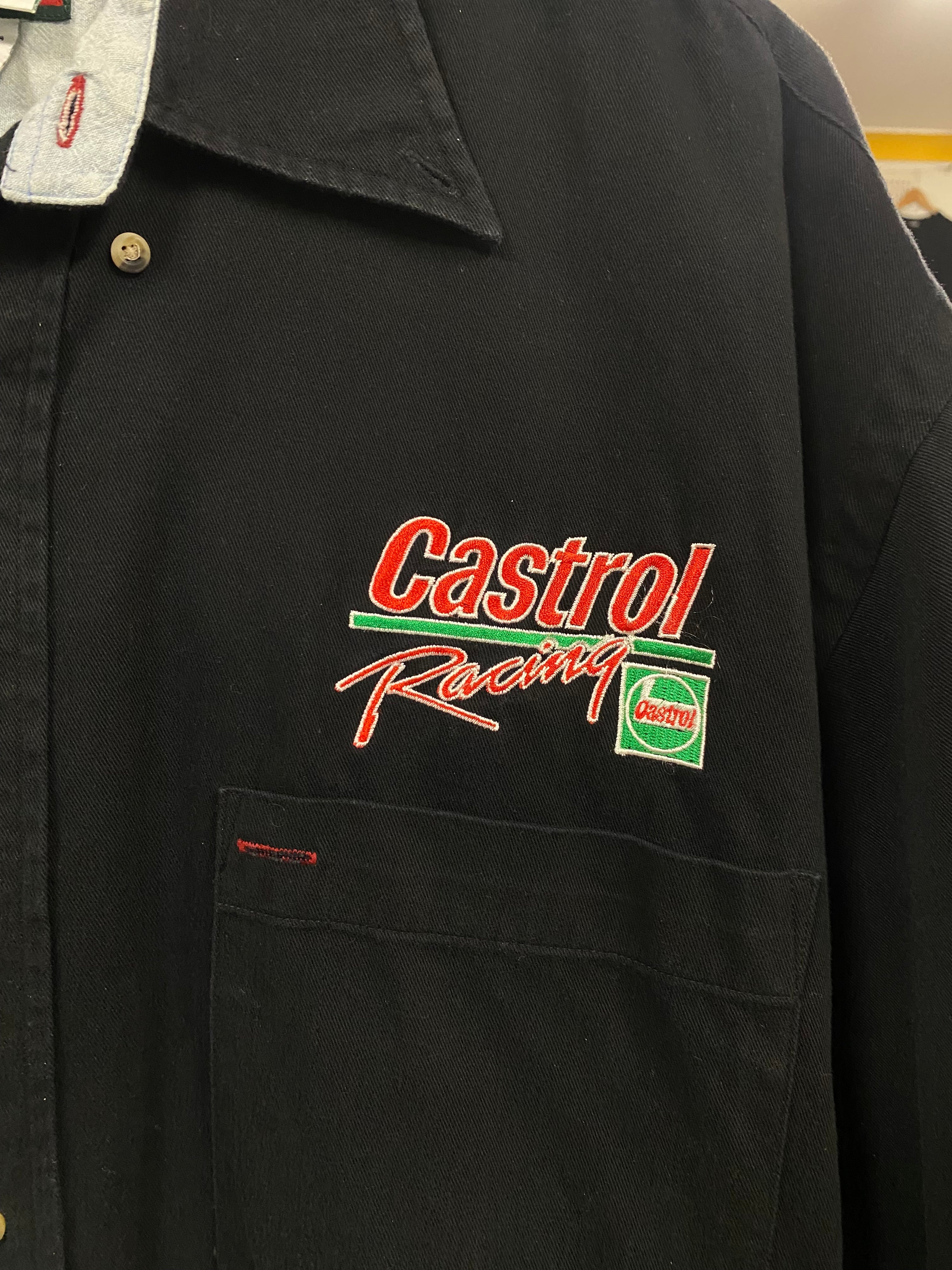 [XL] Castrol Racing Embroidered Black Long Sleeve Button Up