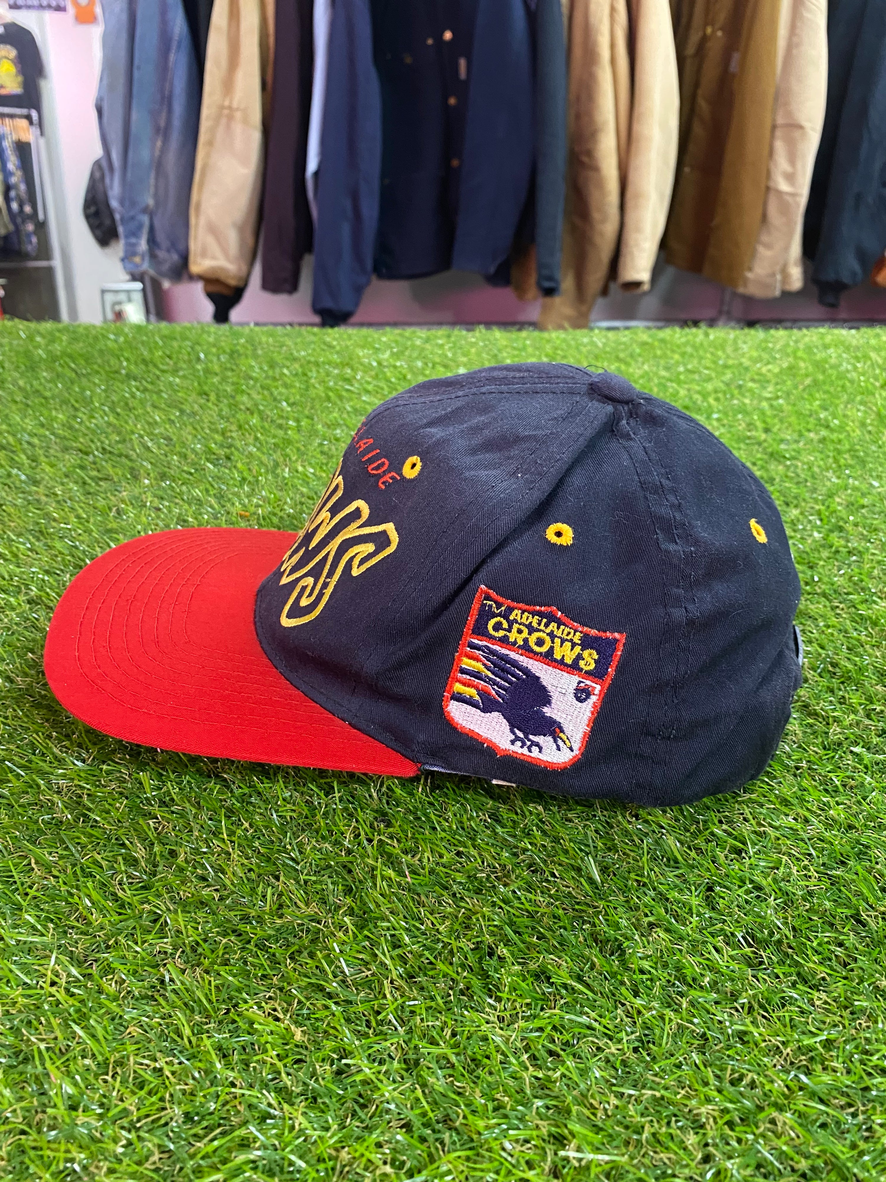 Vintage Adelaide Crows Starter Cap Red Brim w/ Side Patches