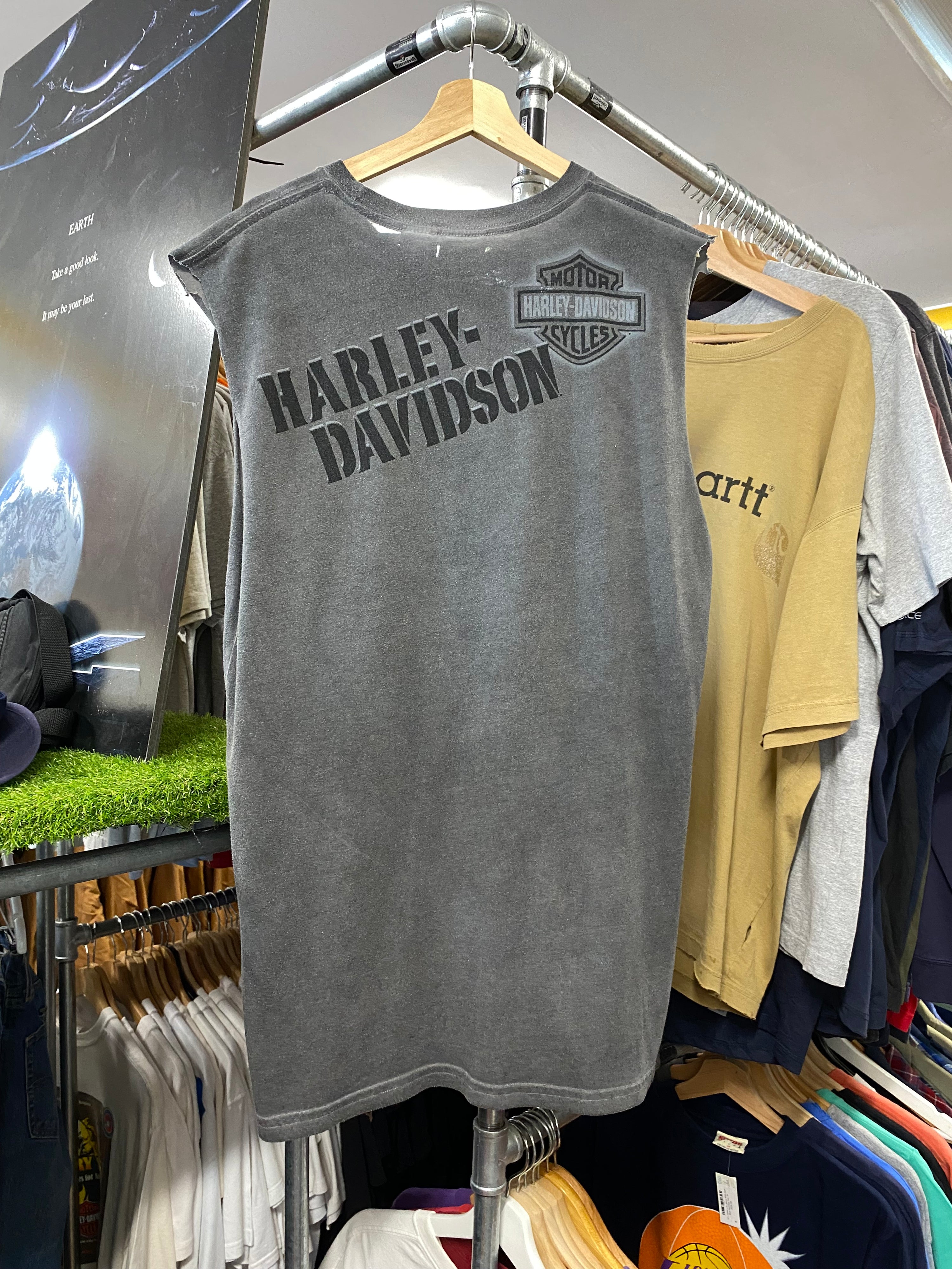 [L] Harley Davidson Winged Skull Grey Tank Top