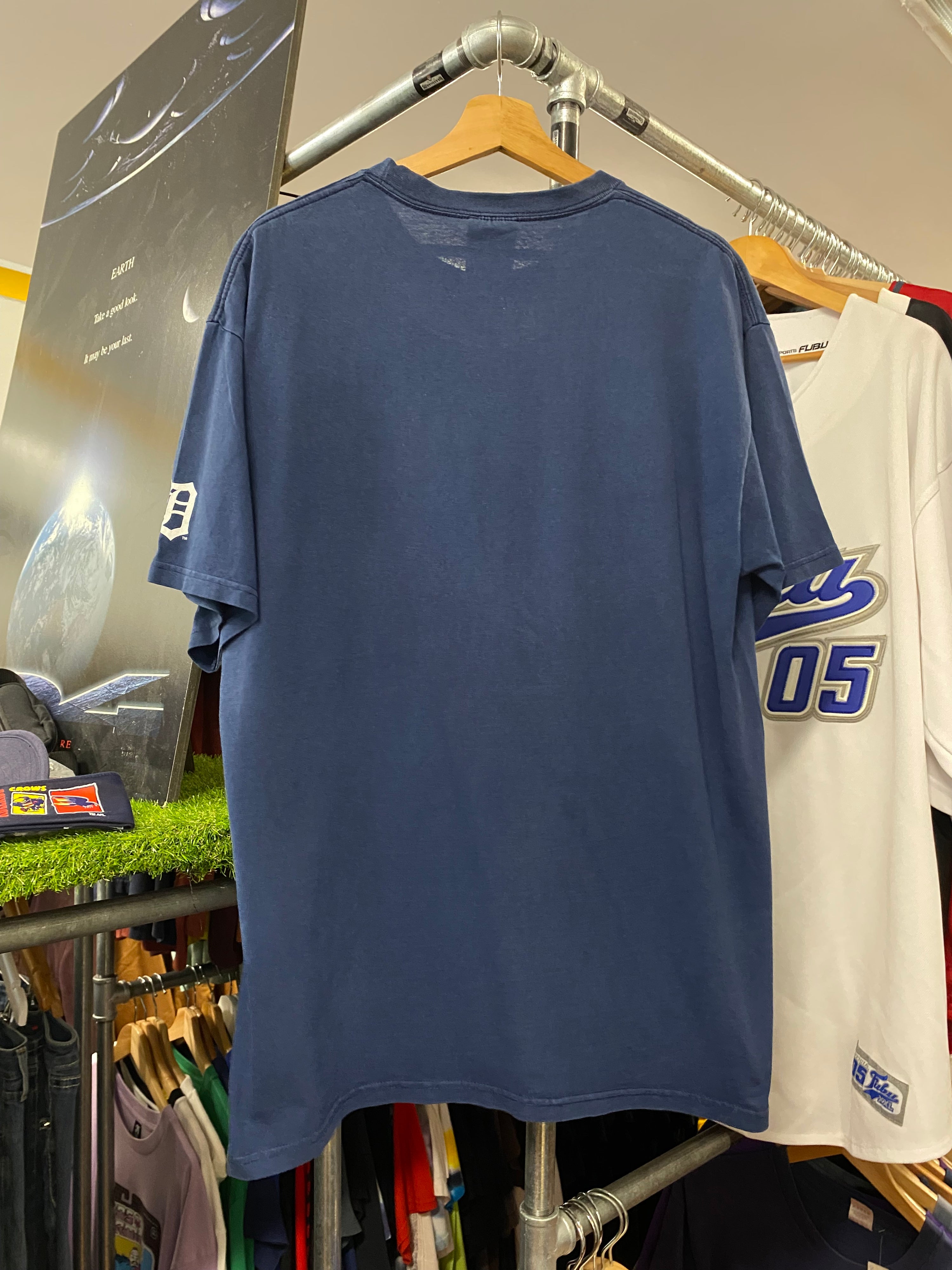 L - 2006 Nike Team Tigers MLB Patched Logo Blue Tee